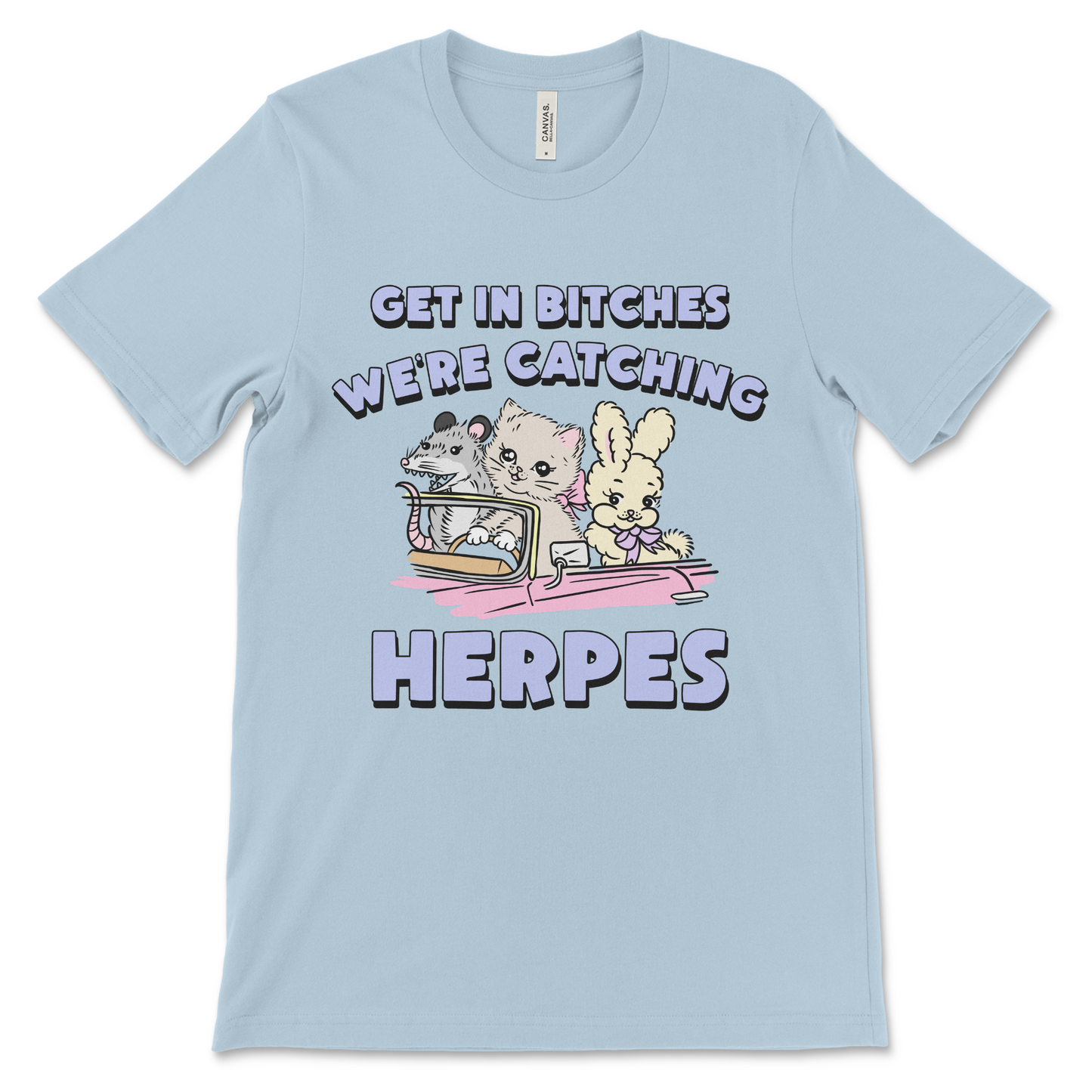 Vulgar bachelorette herpes shirt, funny women’s graphic tee with raunchy adult humor.