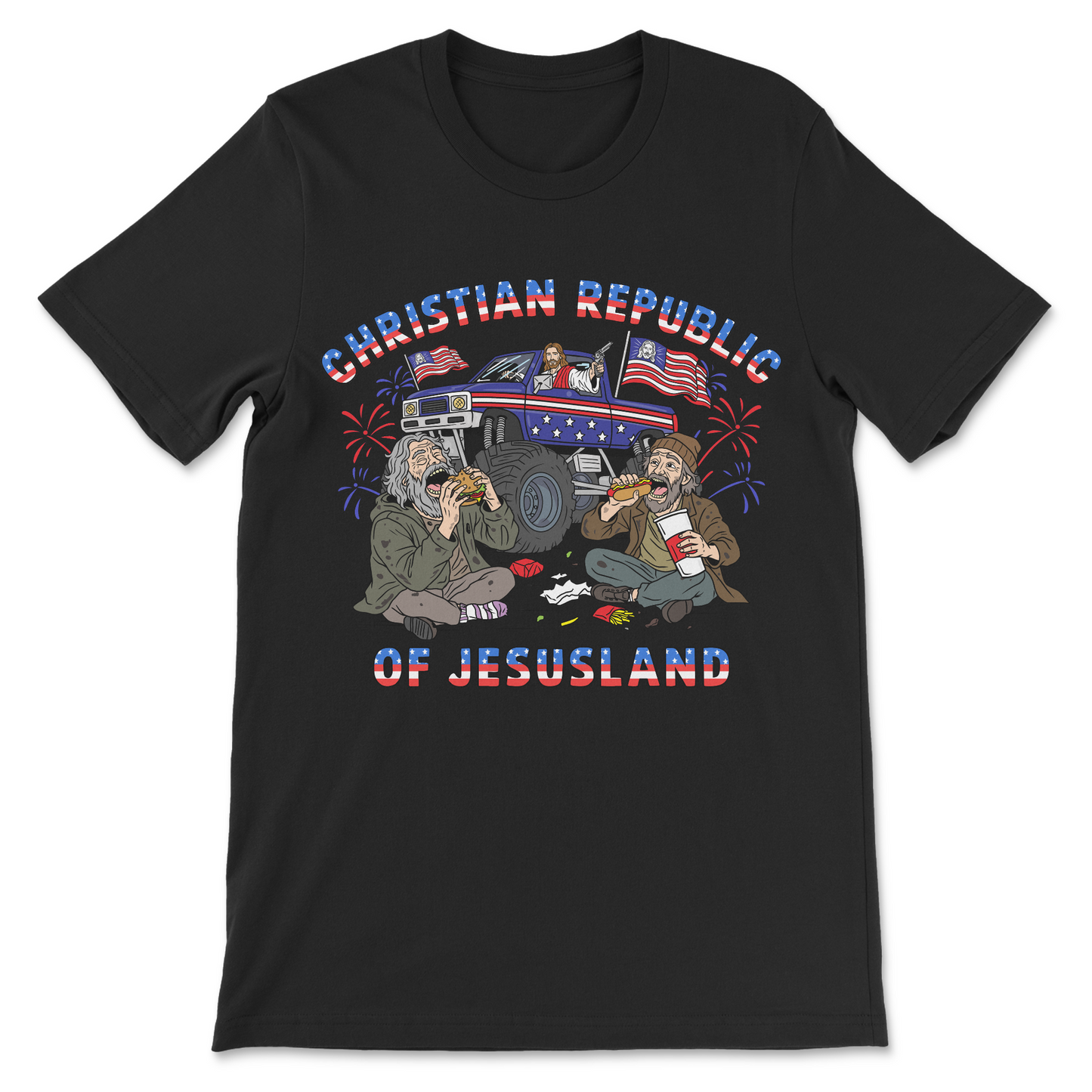 funny Jesus monster truck and guns shirt