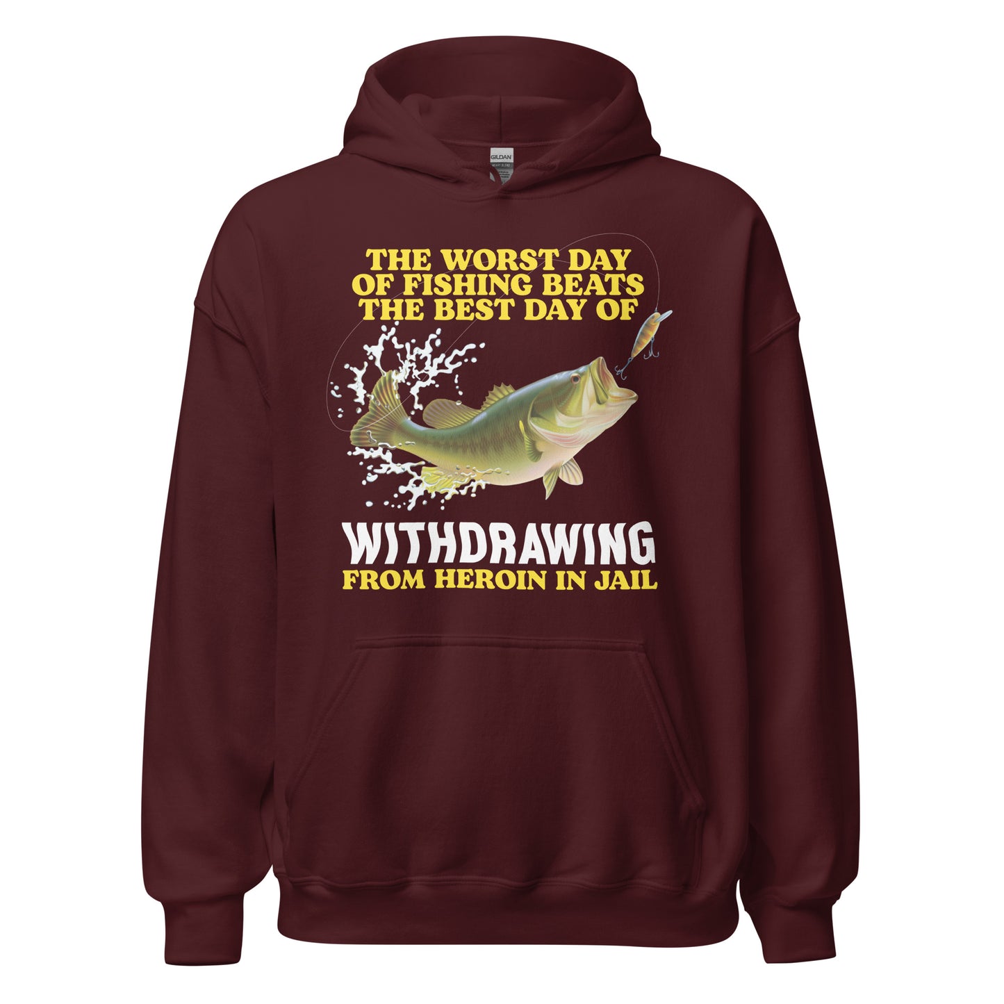 This hoodie mixes dark humor with fishing satire for a truly offensive meme vibe. Perfect for fans of fishing and weird graphic hoodies with nsfw humor. A unique hoodie for people who appreciate weirdcore clothing.