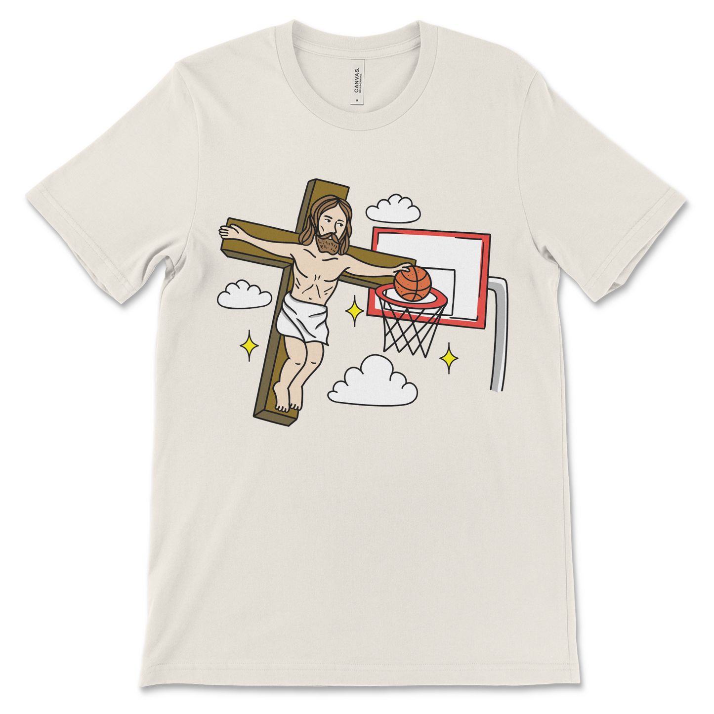 T shirt that shows Jesus playing basketball while nailed to the cross offensive religious meme shirt with dark humor Christian satire and inappropriate humor