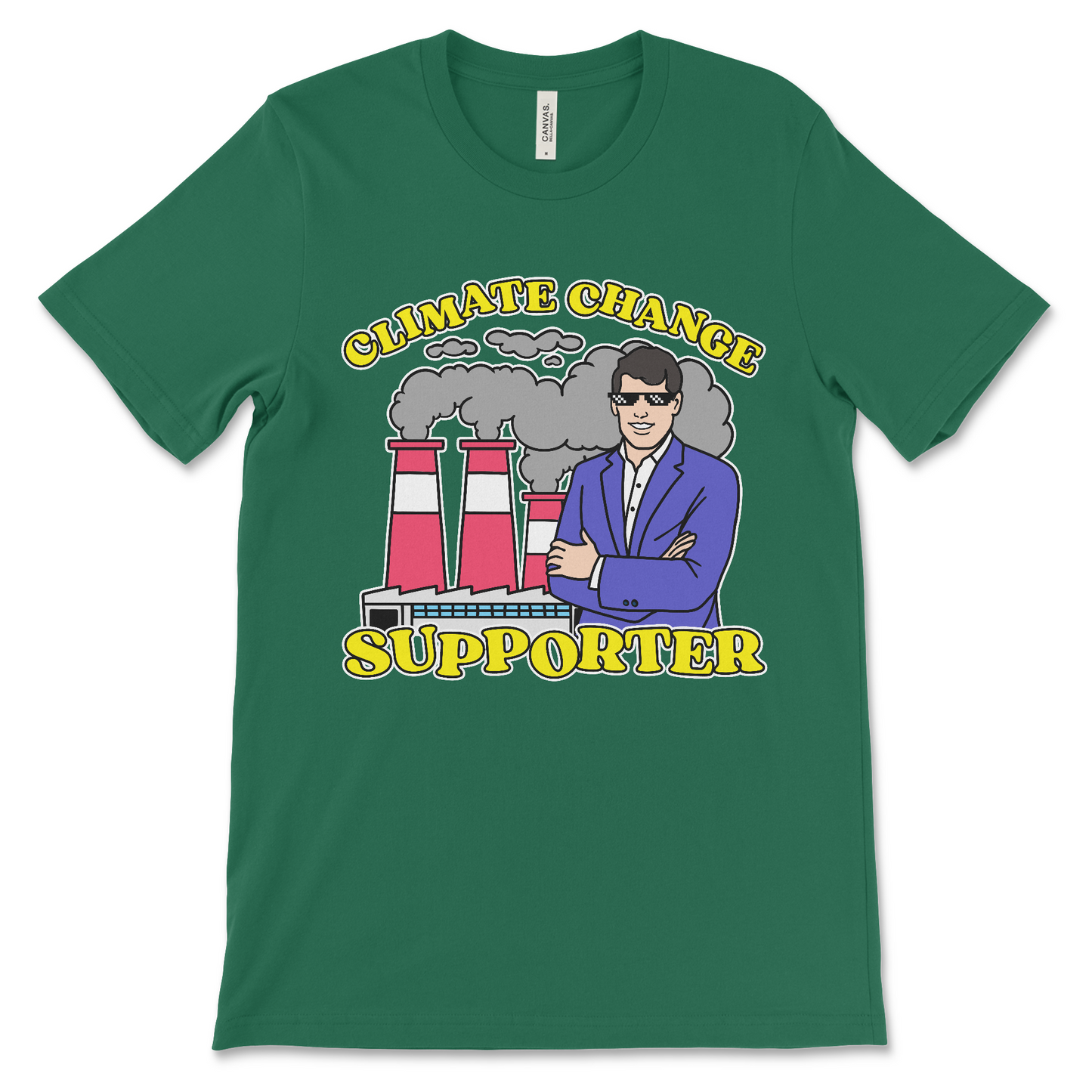 Offensive global warming meme shirt that says “Climate Change Supporter,” sarcastic political humor t-shirt with dark environmental joke and a dark meme inspired message.