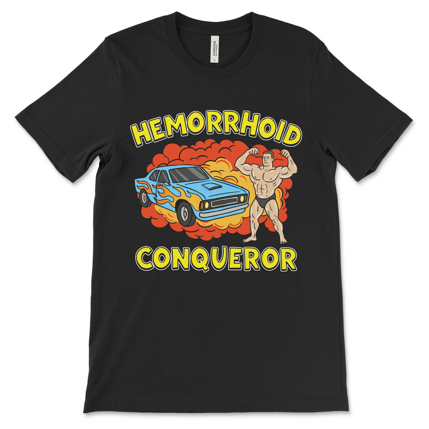 Hemorrhoid Conqueror shirt with offensive graphic design and crude dark humor joke