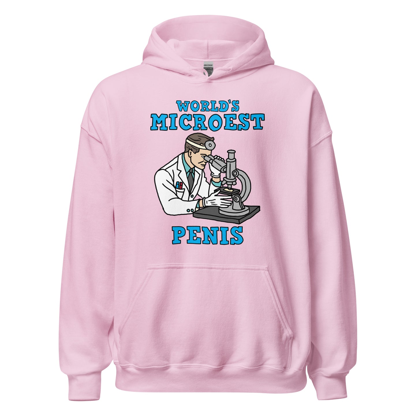 Hoodie with the phrase World’s Microest Penis, an offensive meme hoodie with misspelled text, cringe humor, and unhinged internet style.