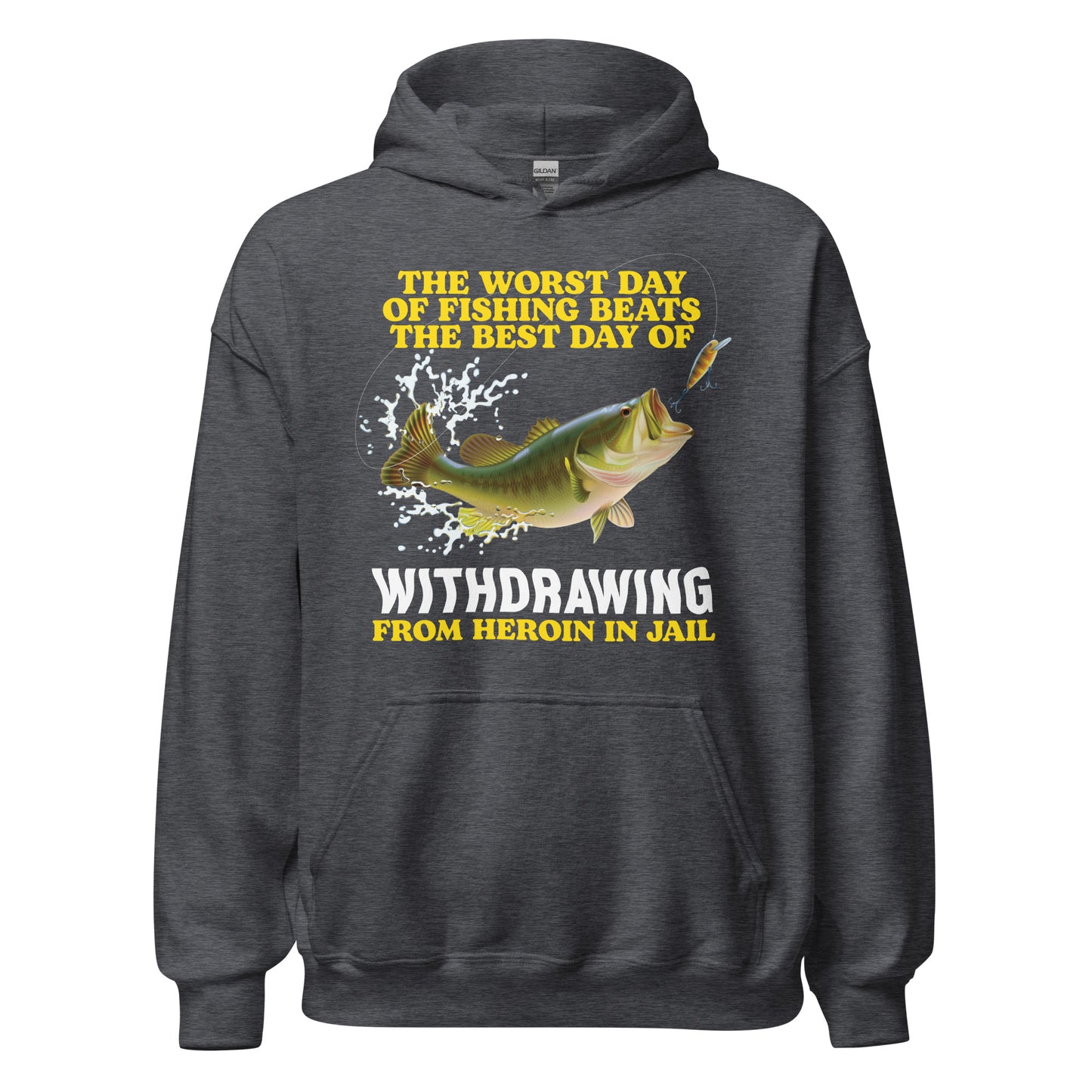 Funny hoodie for adults with a love for fishing and the most offensive hoodies. This graphic hoodie mixes nsfw jokes with memes. Ideal for fans of weird t-shirts and unhinged hoodies that make people stare.