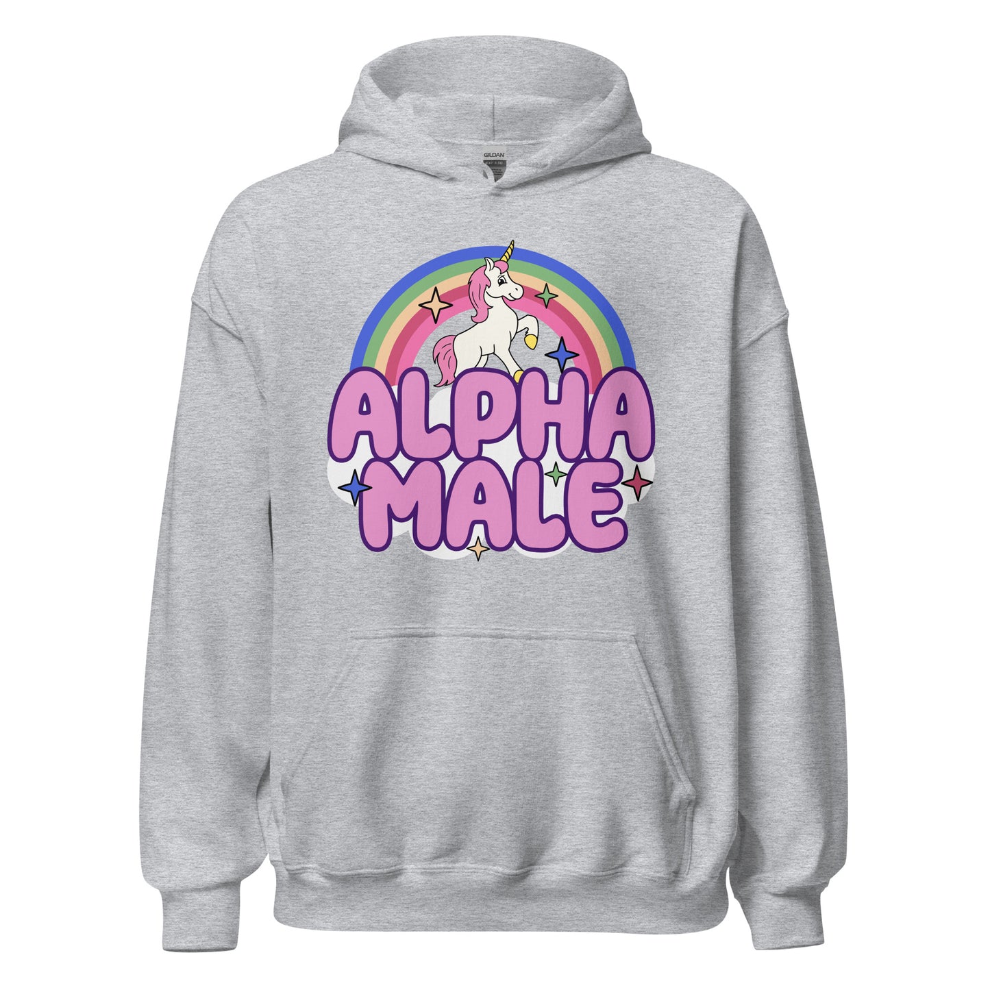 Satirical unicorn meme hoodie for men with sarcastic humor