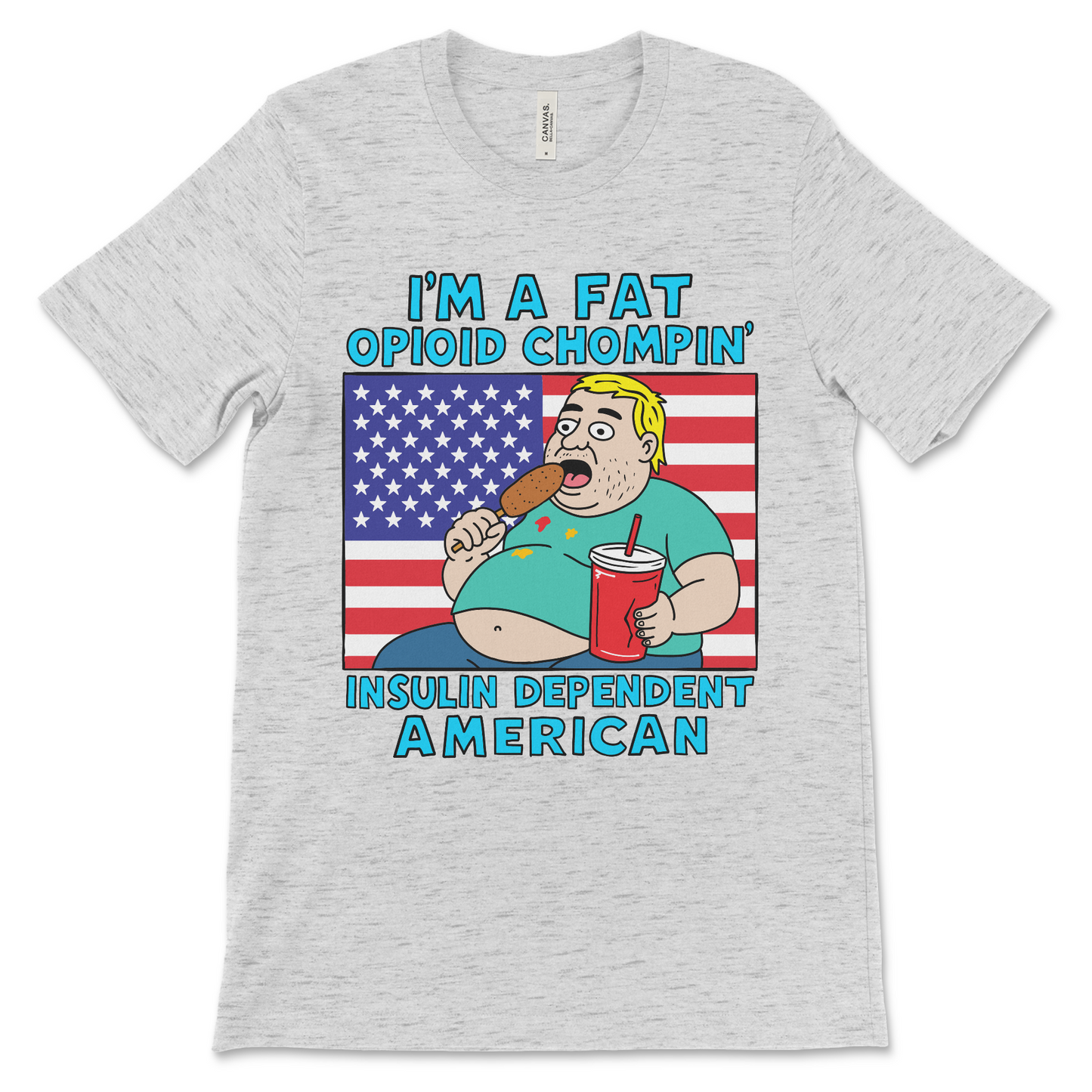 inappropriate graphic tee making fun of America. political shirt about USA culture