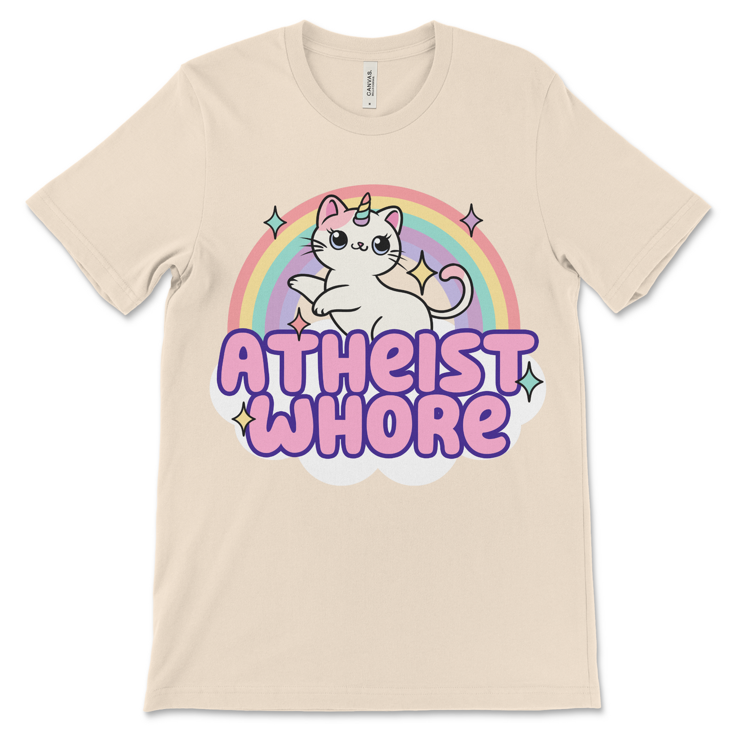 Atheist Whore shirt, funny offensive meme tee with ironic adult humor.