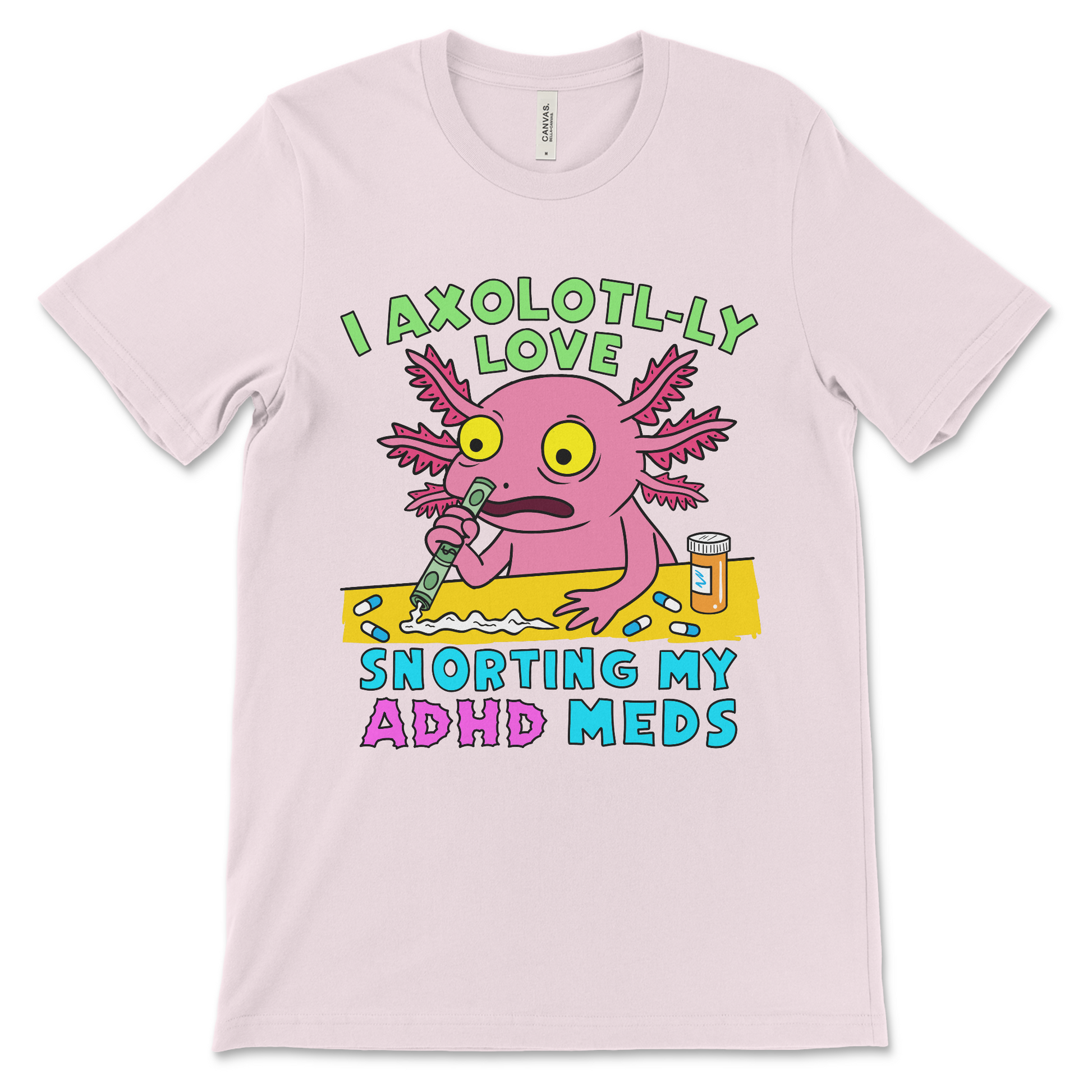 Weird inappropriate axolotl graphic tee for Gen Z humor fans