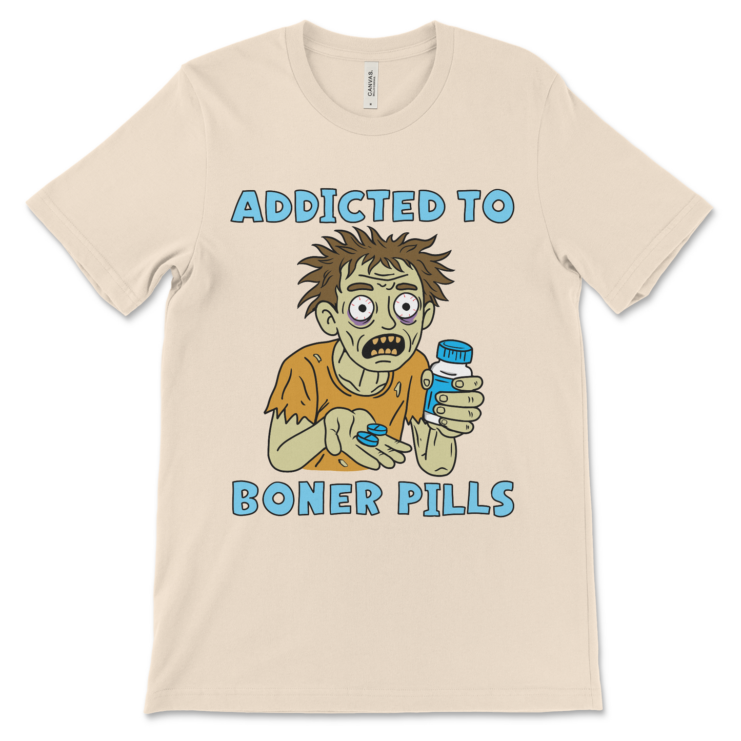 This “Addicted to Boner Pills” shirt is a hilarious adult joke tee with dirty humor. Great for anyone searching for the most offensive t-shirts, raunchy gifts, or weird tees.