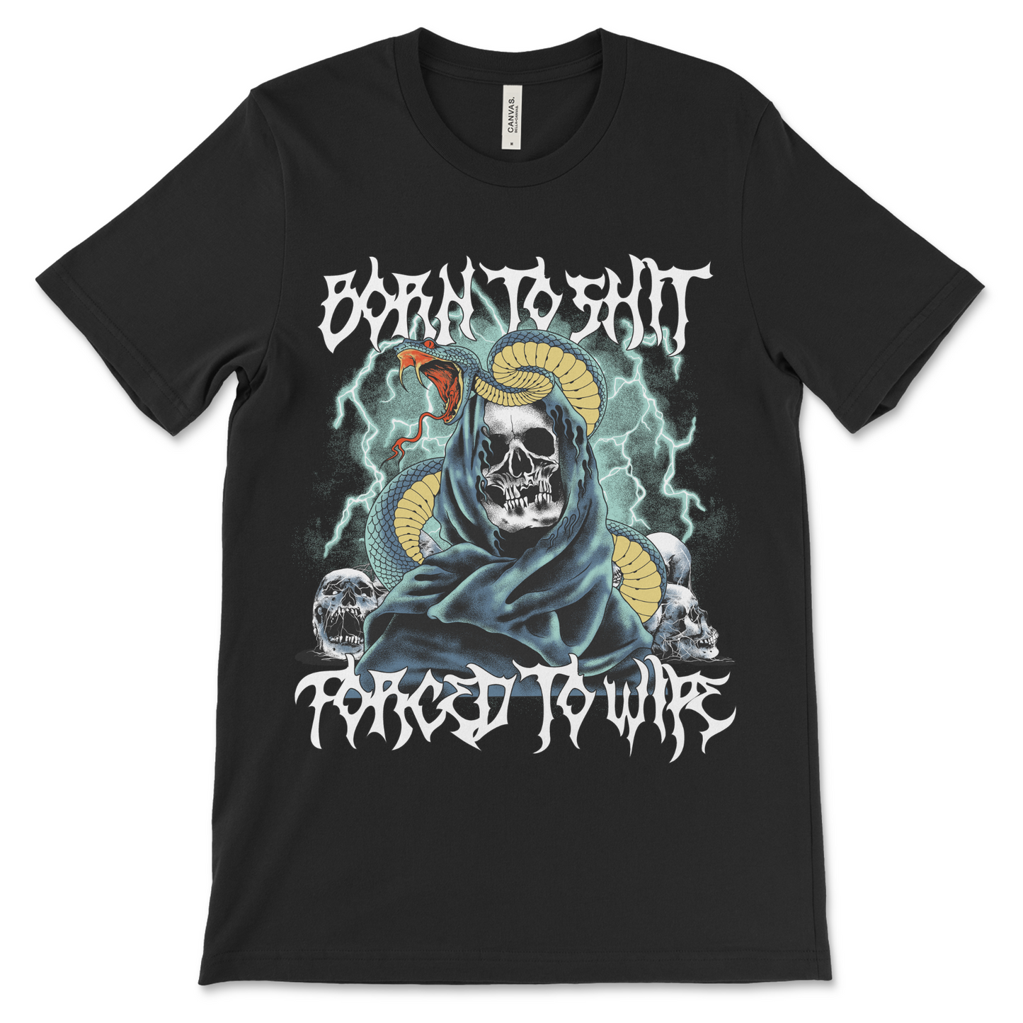 Funny toilet humor t shirt with the crude slogan Born to Shit Forced to Wipe printed on a rude novelty graphic perfect for meme apparel fans