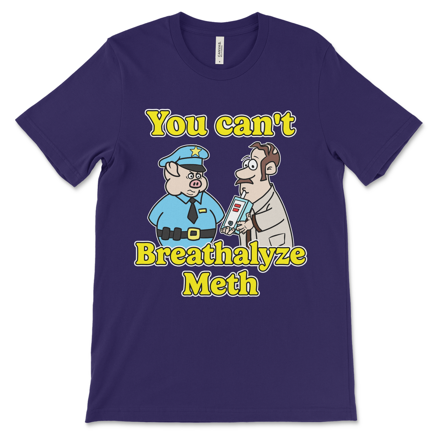 Dark humor drug tee with meth joke and inappropriate design