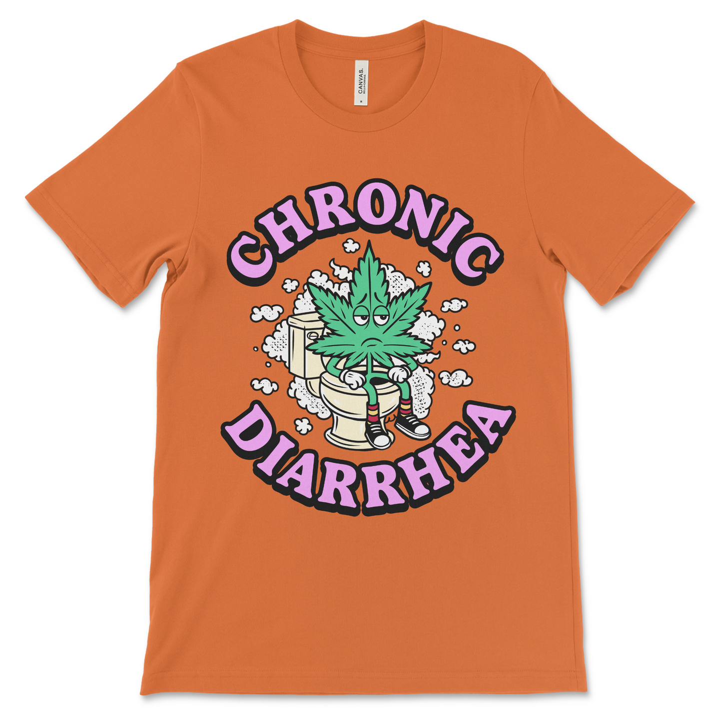 Stoner graphic tee with bad pun design and chronic poop humor. Appeals to fans of funny marijuana shirts and offensive slogans.