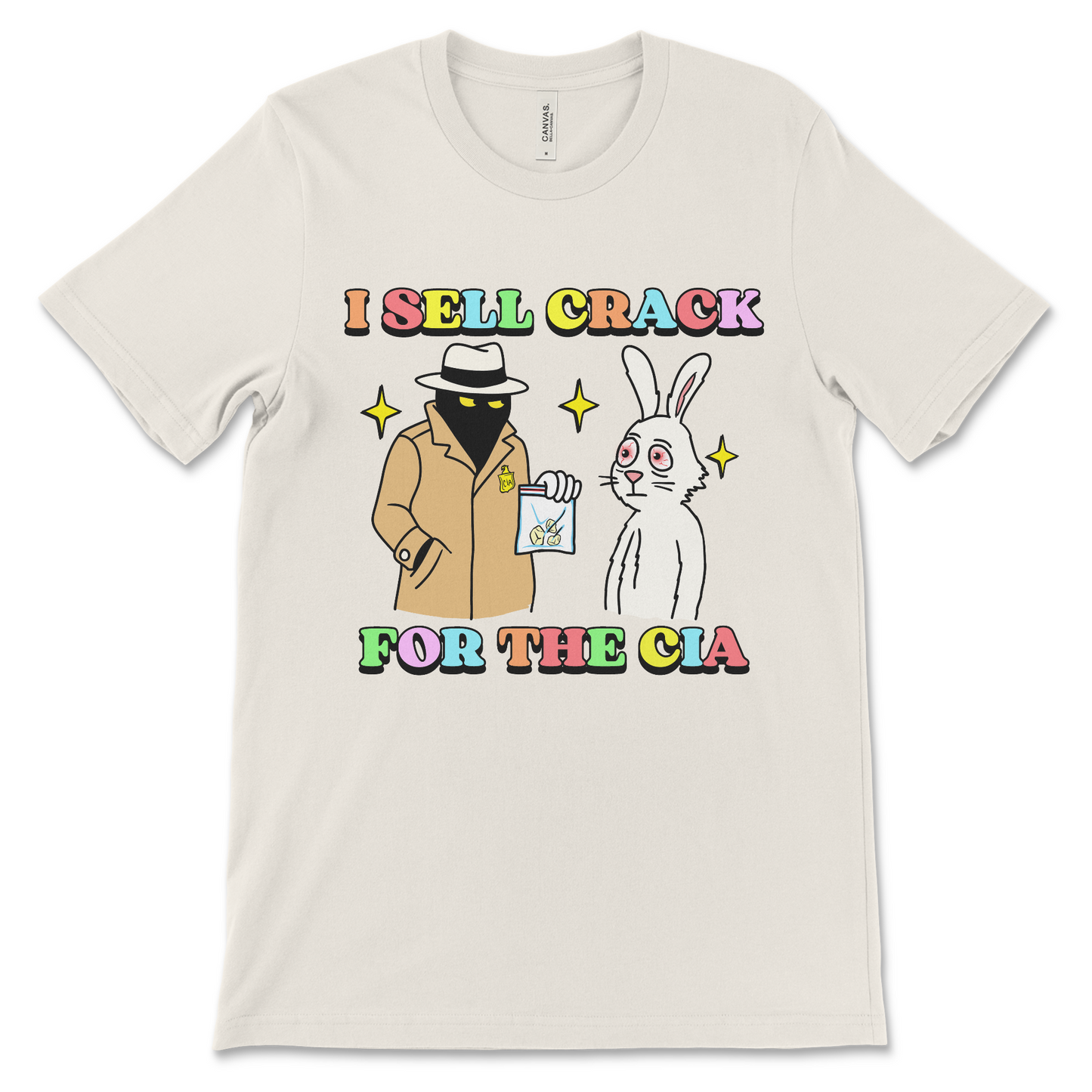 Funny drug shirt featuring a funny slogan about the CIA and crack cocaine. A controversial graphic tee designed to make you laugh