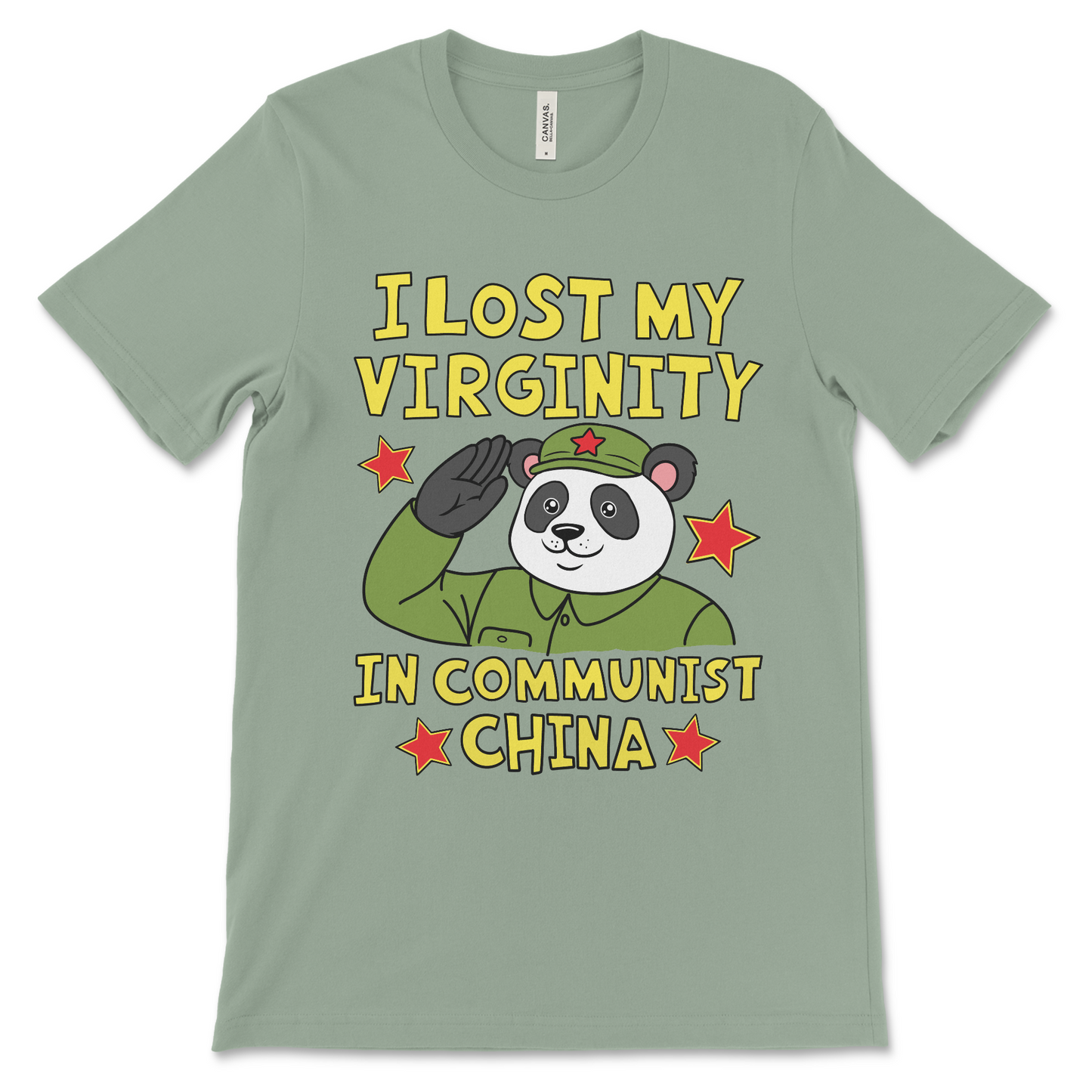 Raunchy panda t-shirt with a bizarre China virginity joke, made for fans of dirty, really offensive adult humor.