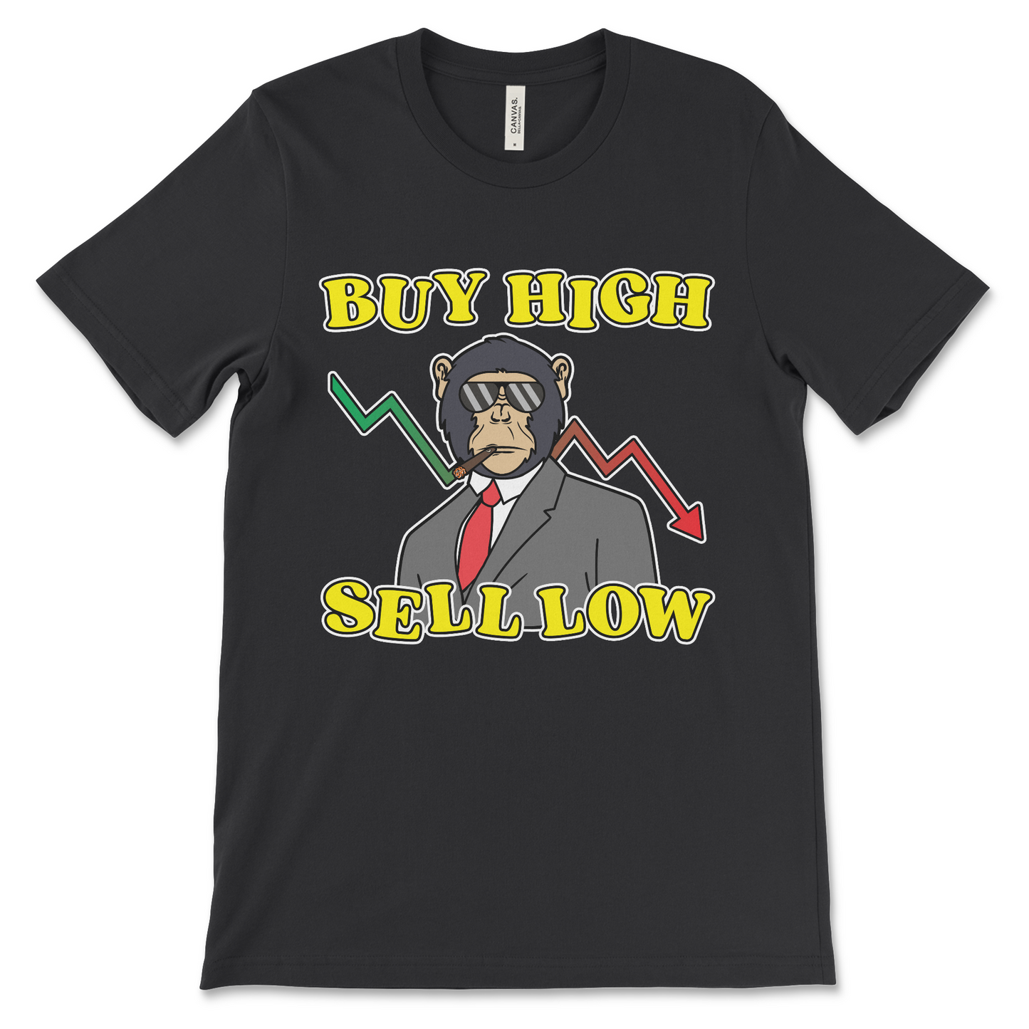 Buy High Sell Low ironic investing shirt for crypto addicts, meme traders, and anyone who loses money in the stock market on purpose.
