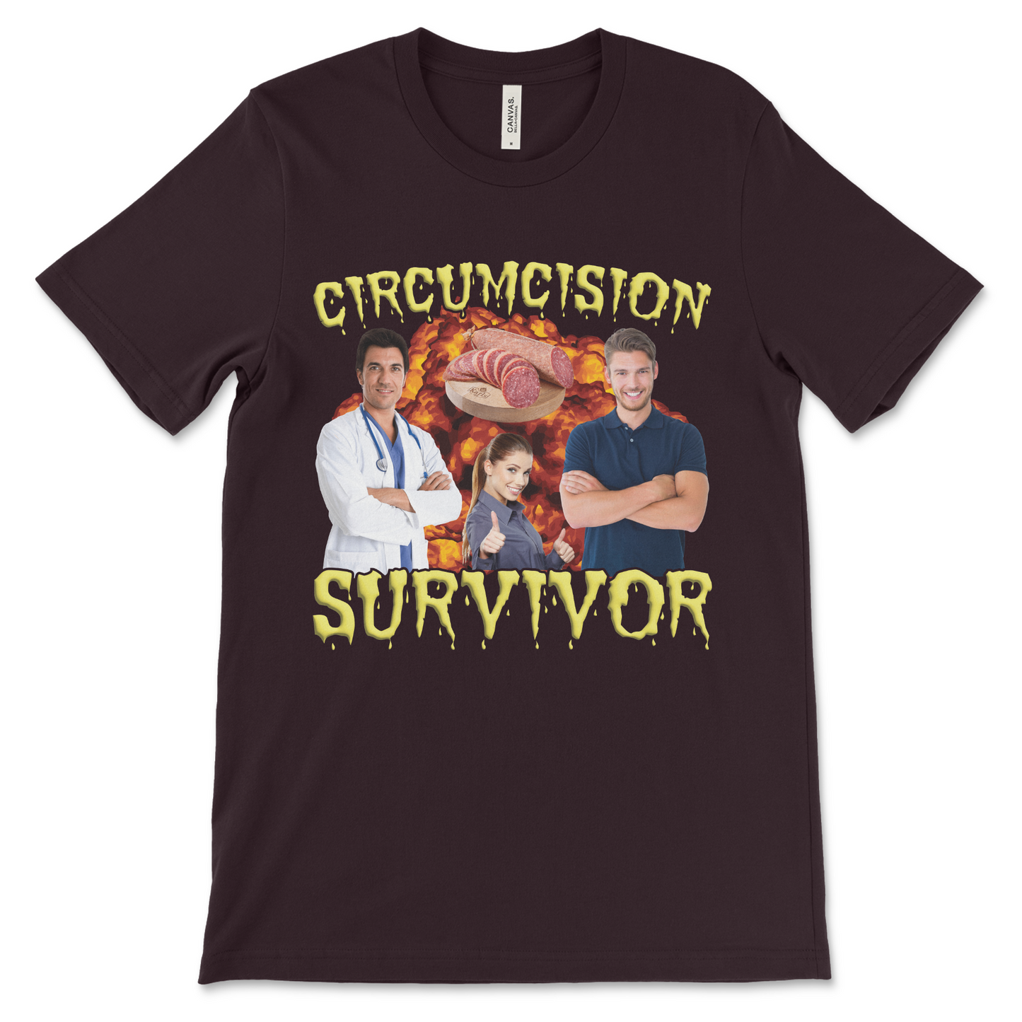 Dark humor foreskin shirt with filthy and NSFW joke design.
