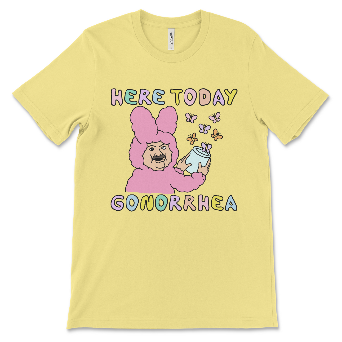Cursed meme shirt, Here Today Gonorrhea graphic tee with vulgar and shocking humor