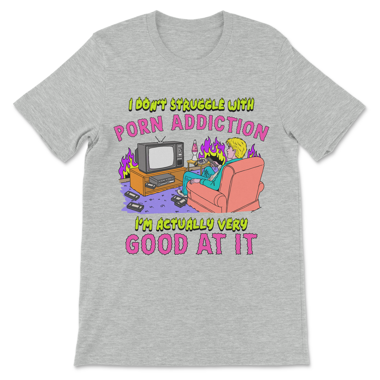 Offensive meme t-shirt with sarcastic addiction statement