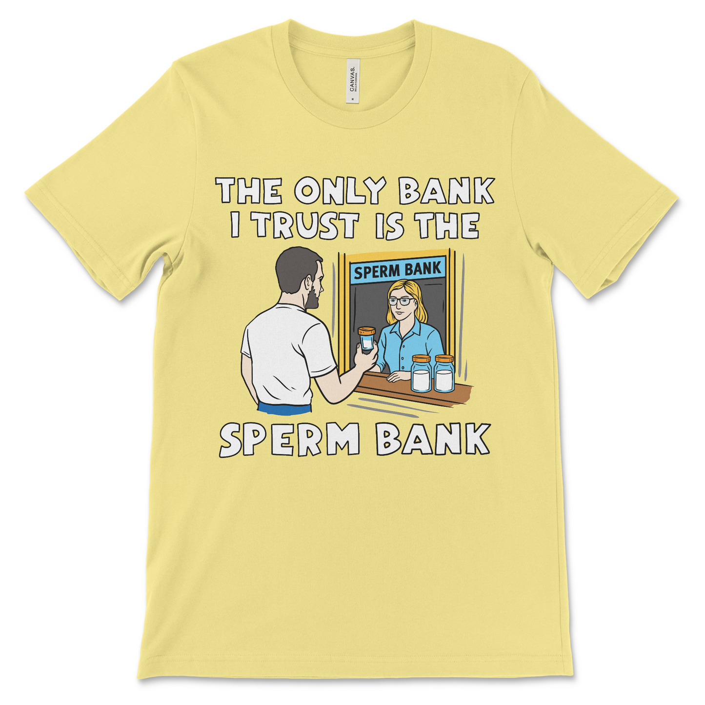 Raunchy meme shirt that mixes financial distrust with explicit humor for adults.