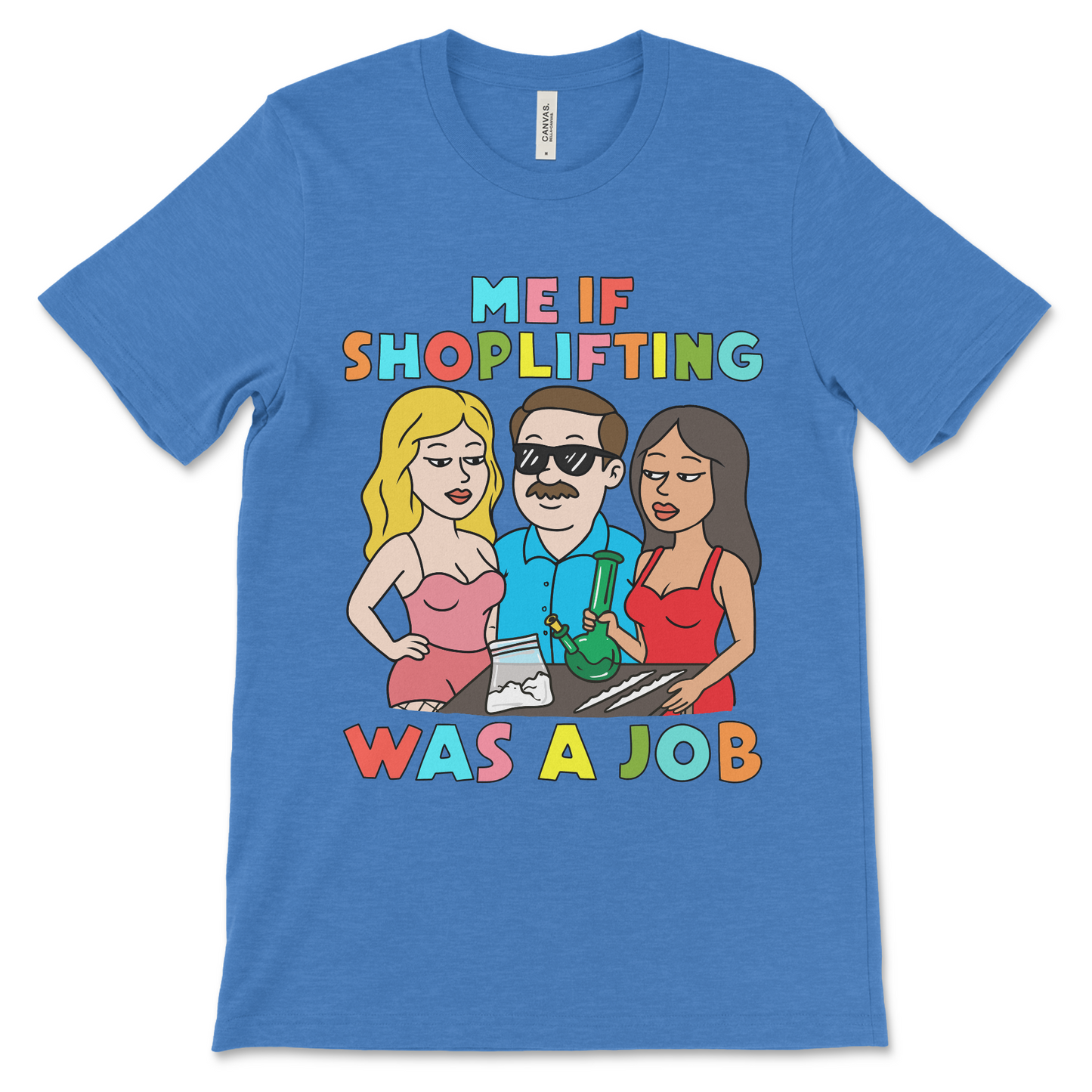 Funny meme t shirt with offensive design, dark humor tee, adult gag shirt, NSFW crude graphic and shoplifting humor.