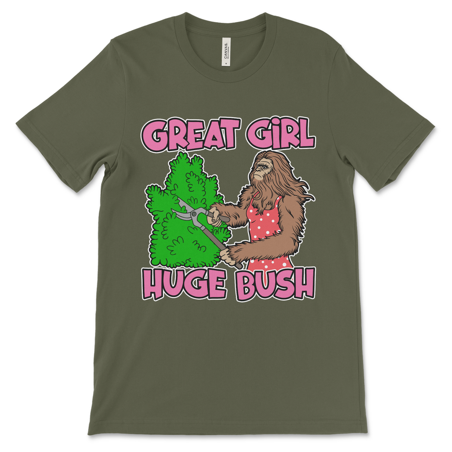 Great Girl Huge Bush women’s shirt, funny raunchy graphic tee.