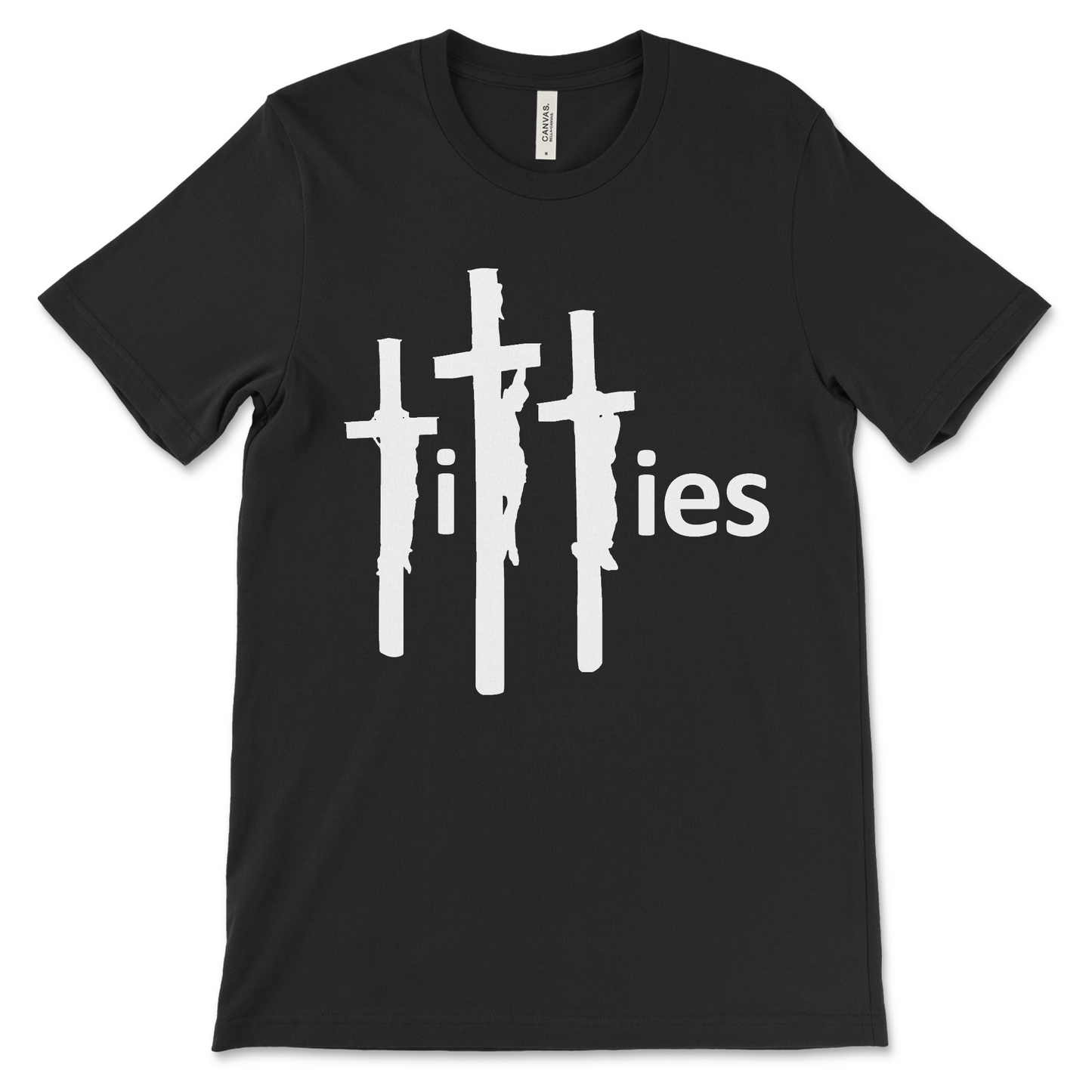 Horrible parody shirt blending atheist style and offensive humor.