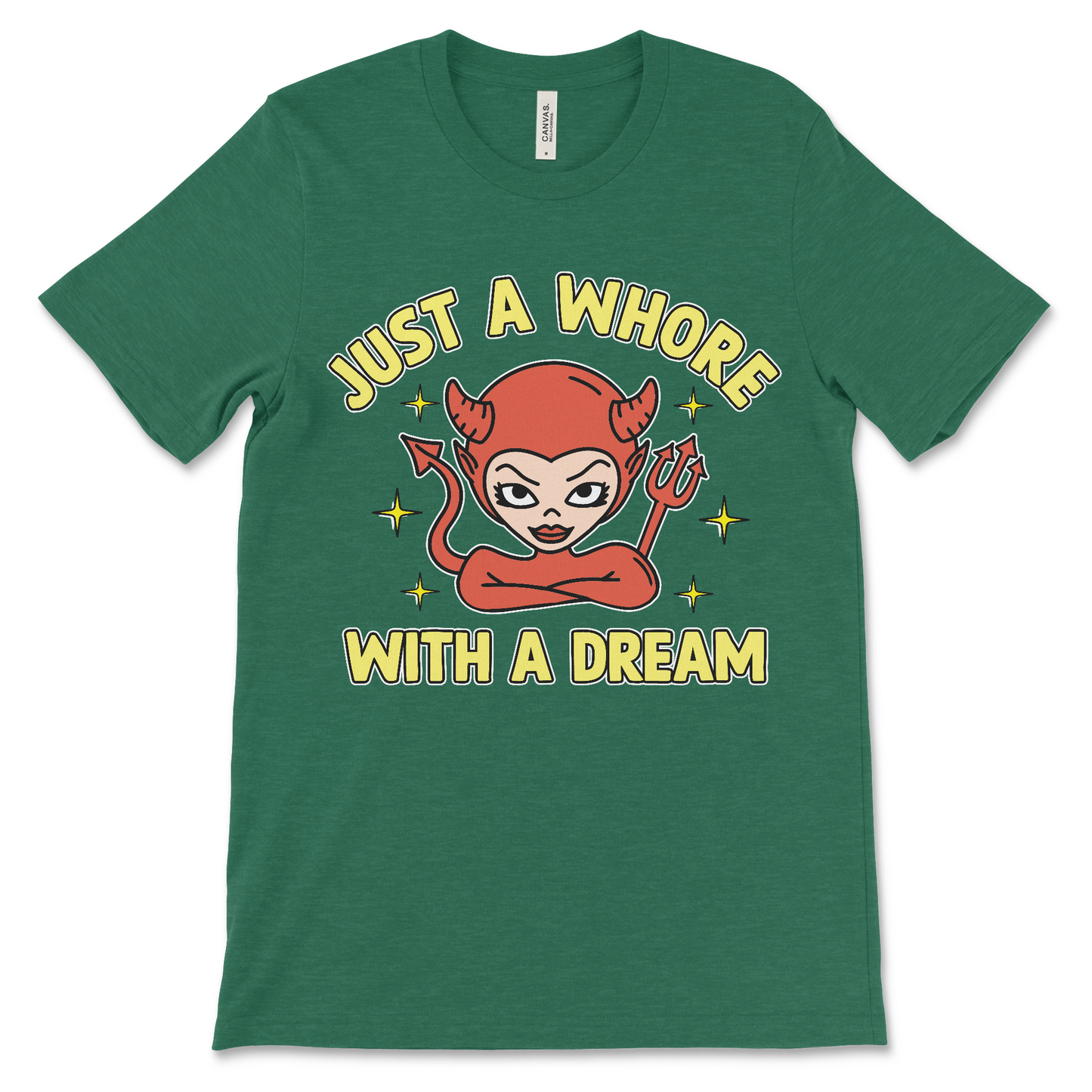 Raunchy vulgar graphic tee with naughty slogan for women
