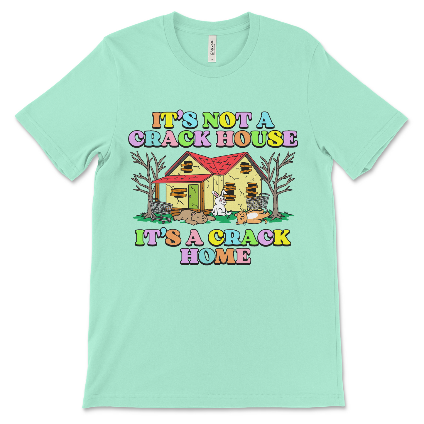 Cursed graphic tee with shocking slogan about crack cocaine