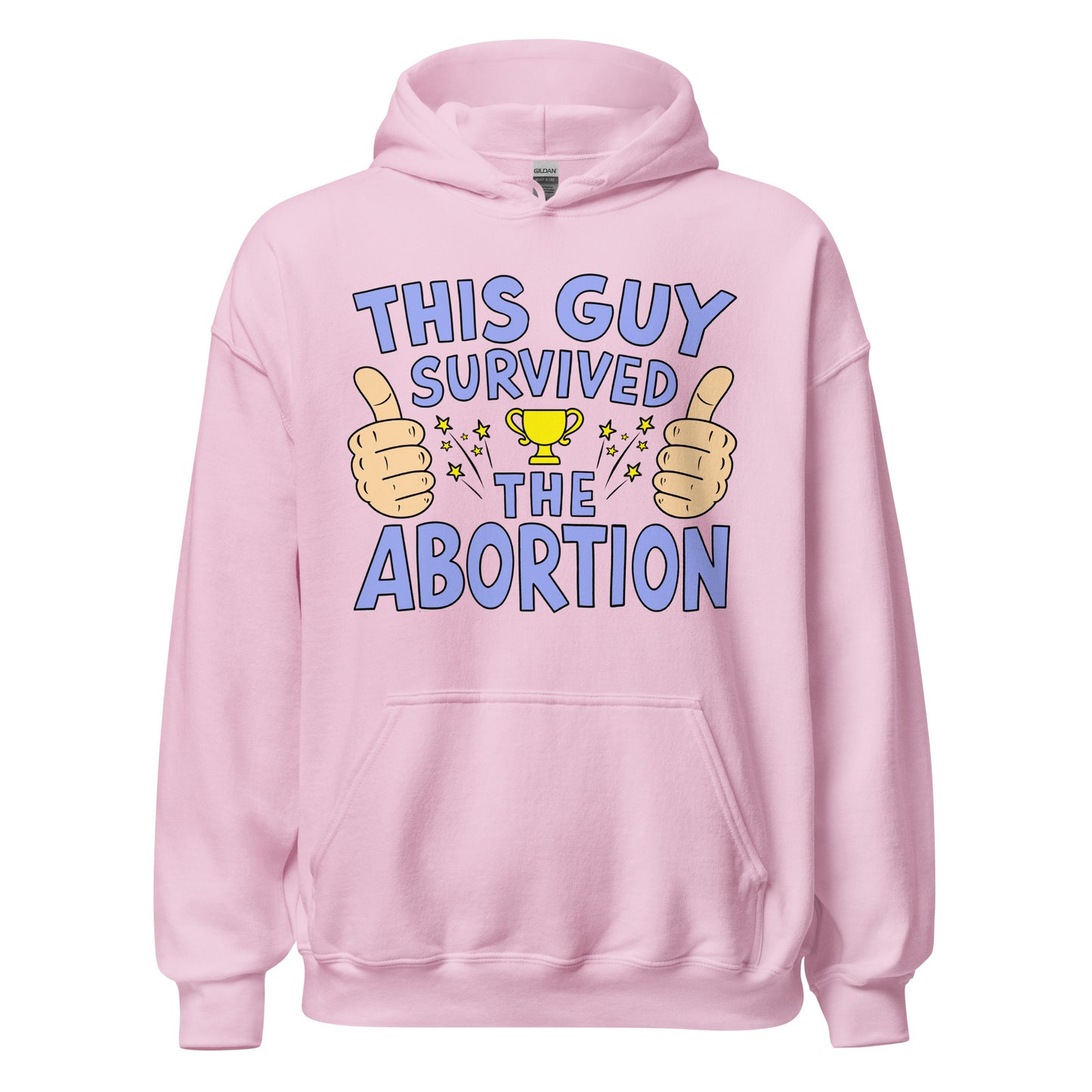 Funny disturbing hoodie that says This Guy Survived the abortion, an unhinged sweatshirt for Gen Z.