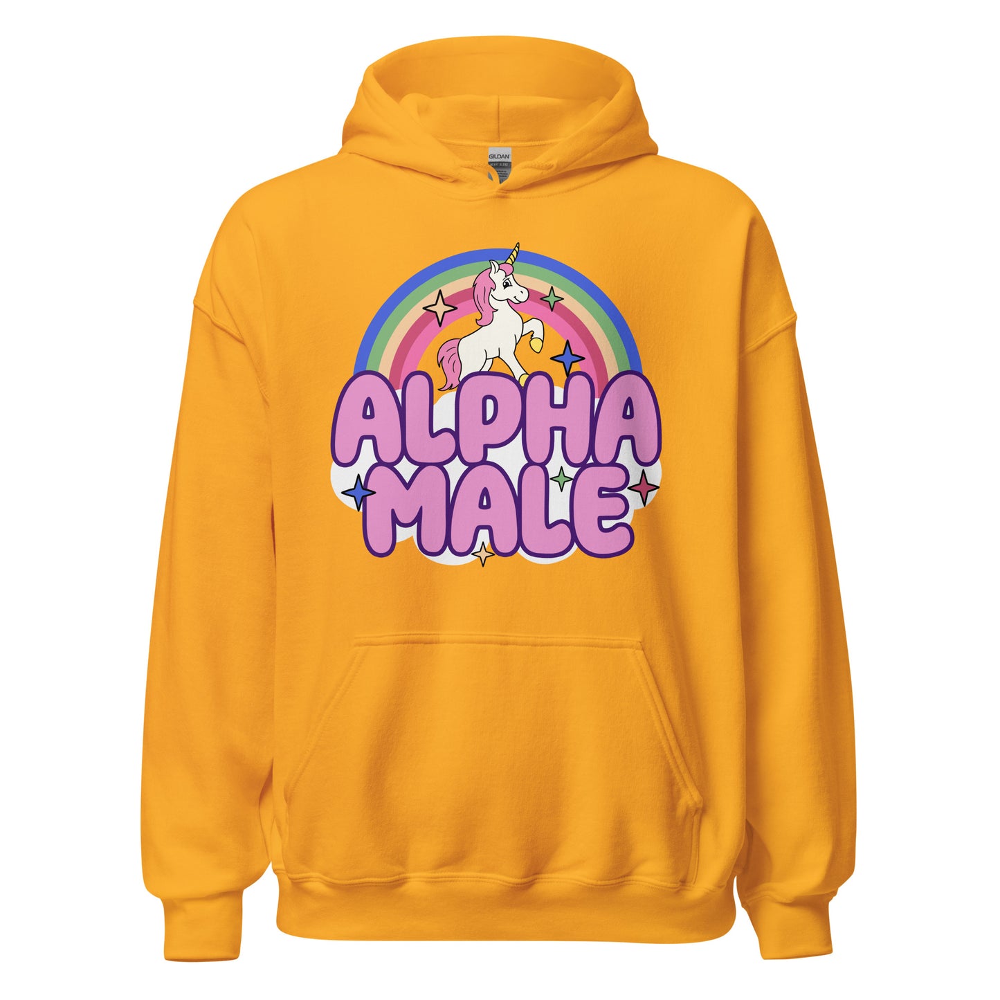 Funny sarcastic hoodie featuring alpha male satire