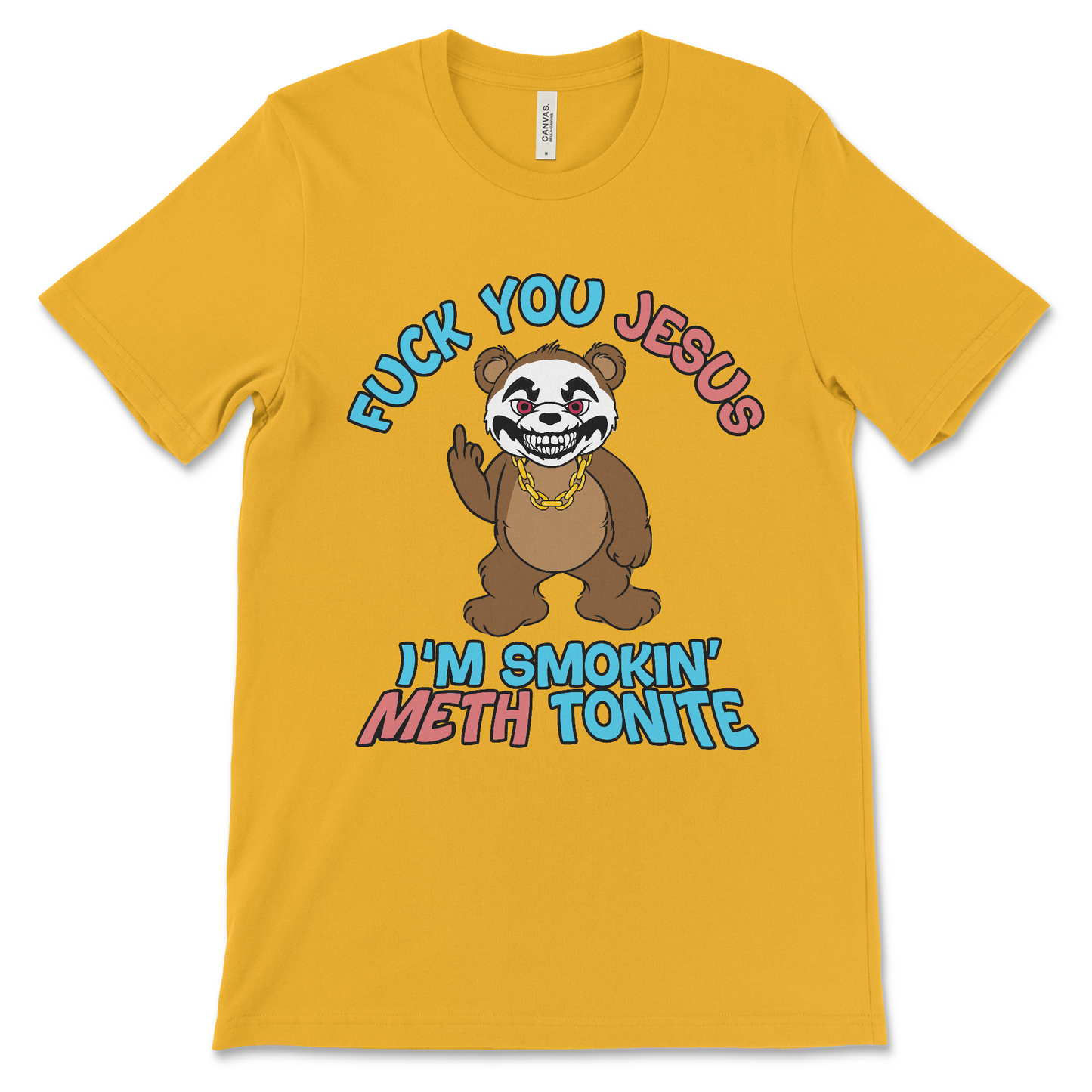 Fuck You Jesus I’m Smokin’ Meth Tonite shirt, an offensive drug t shirt, dark humor graphic tee, offensive anti-religion shirt, and inappropriate t shirt.