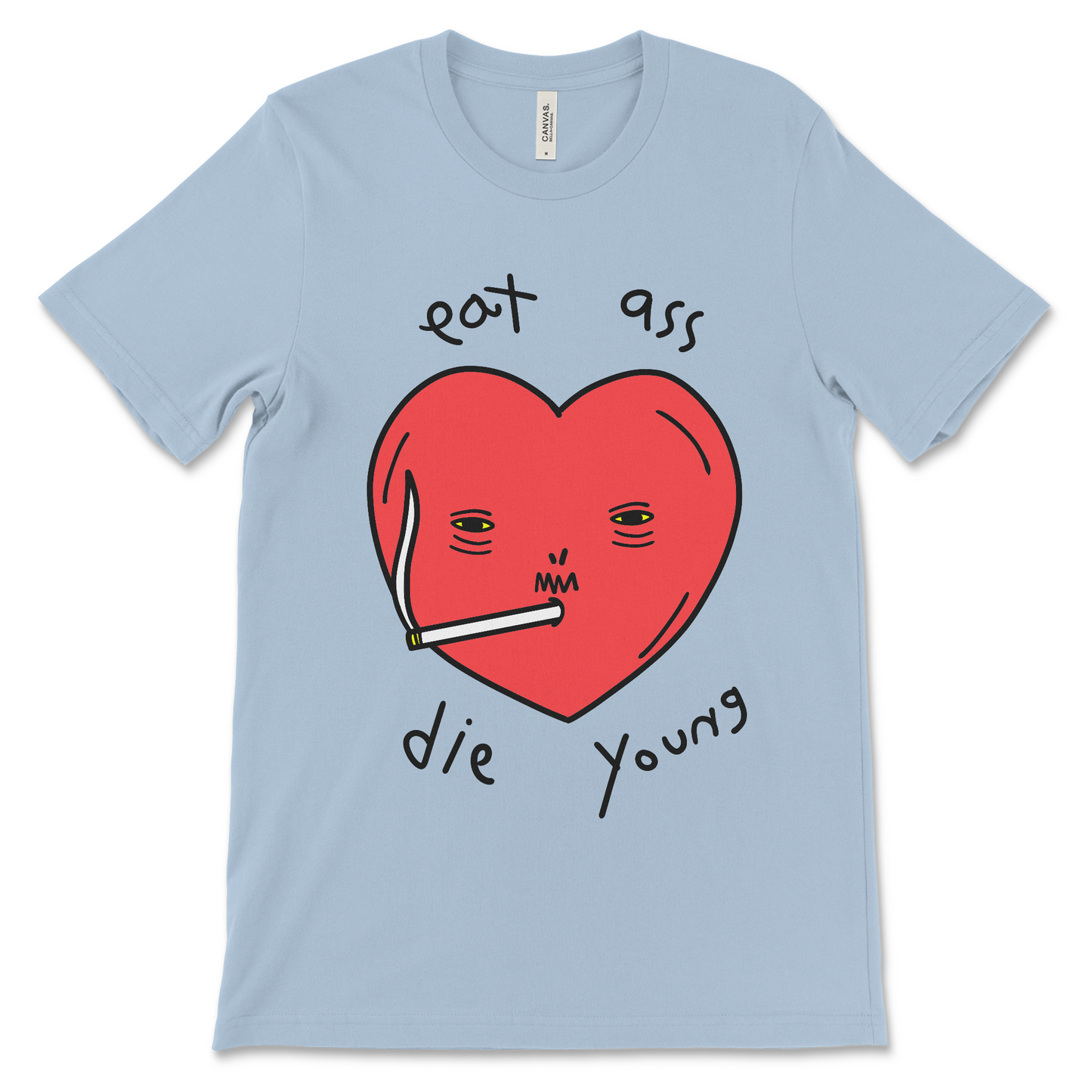 NSFW raunchy graphic tee with a heart smoking