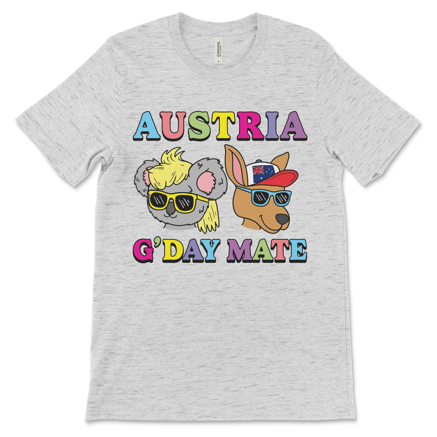 Odd and weird geography shirt showing Australia but labeled Austria in true nonsense style. Perfect for fans of funny Aussie memes, kangaroo shirts, and random poorly translated designs.