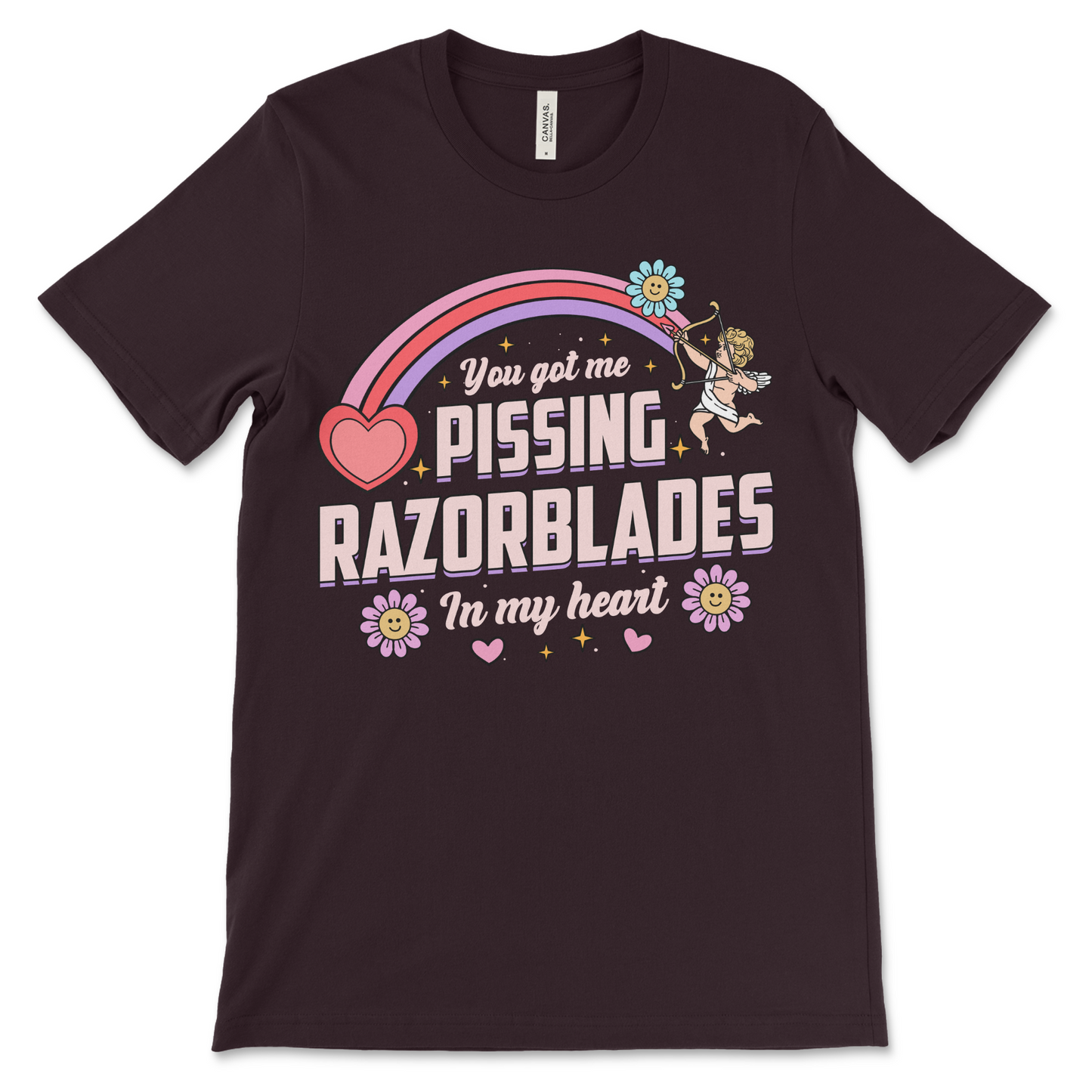 Funny relationship shirt with rude slogans and aggressive anti-romantic energy. Designed for couples who enjoy offensive humor and weird matching t-shirts. Perfect for inappropriate gift exchanges and shock value.
