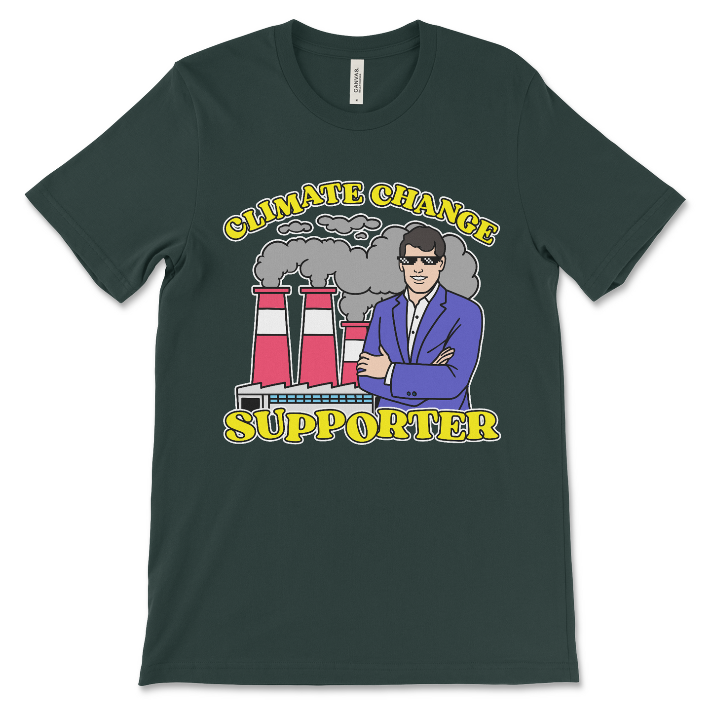 Dark humor shirt with global warming joke, featuring politically incorrect slogan for lovers of offensive USA shirts, meme culture, and degenerate political commentary.