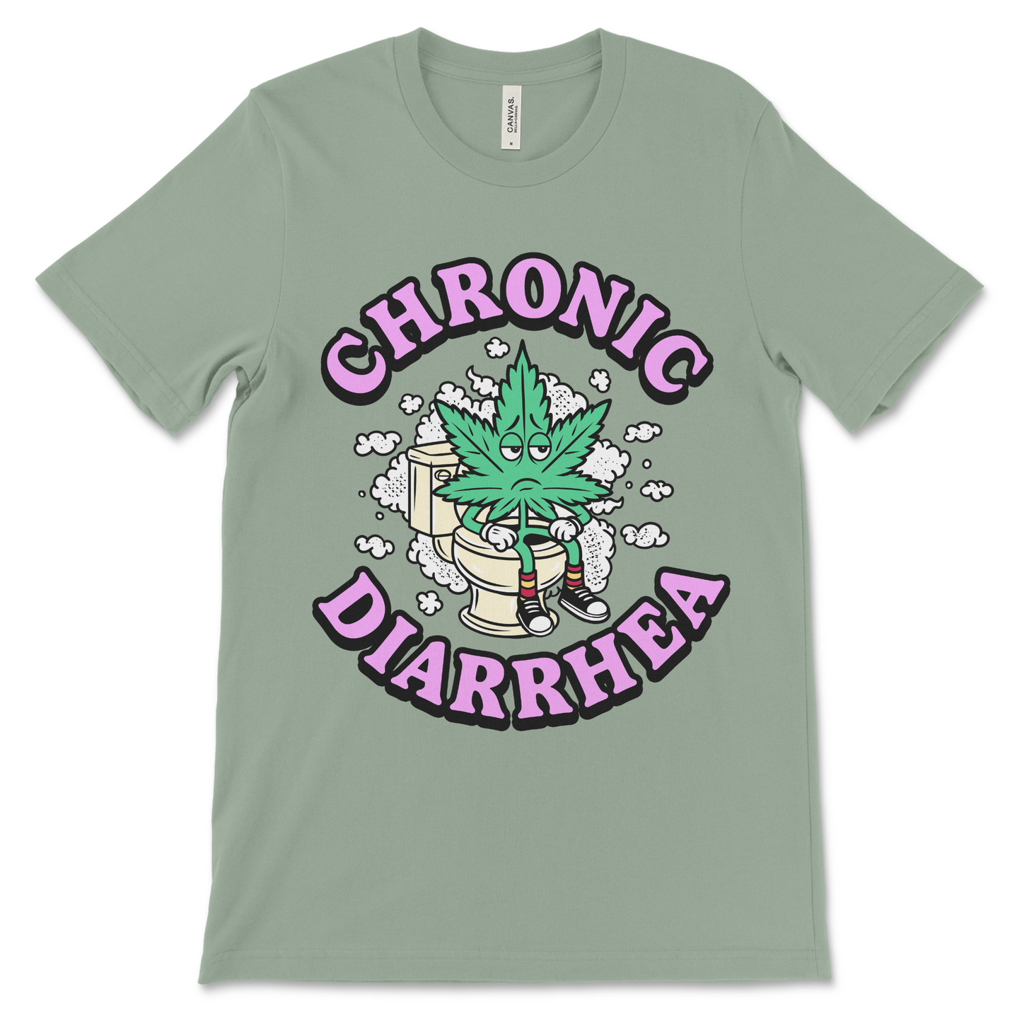 Dark humor weed shirt with a graphic bowel joke. Great for anyone into rude shirts and marijuana-themed toilet humor.