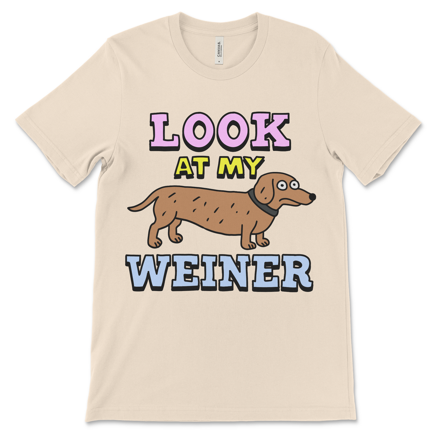 Funny wiener dog shirt with a playful and filthy pun. Perfect for fans of offensive humor and novelty animal tees.