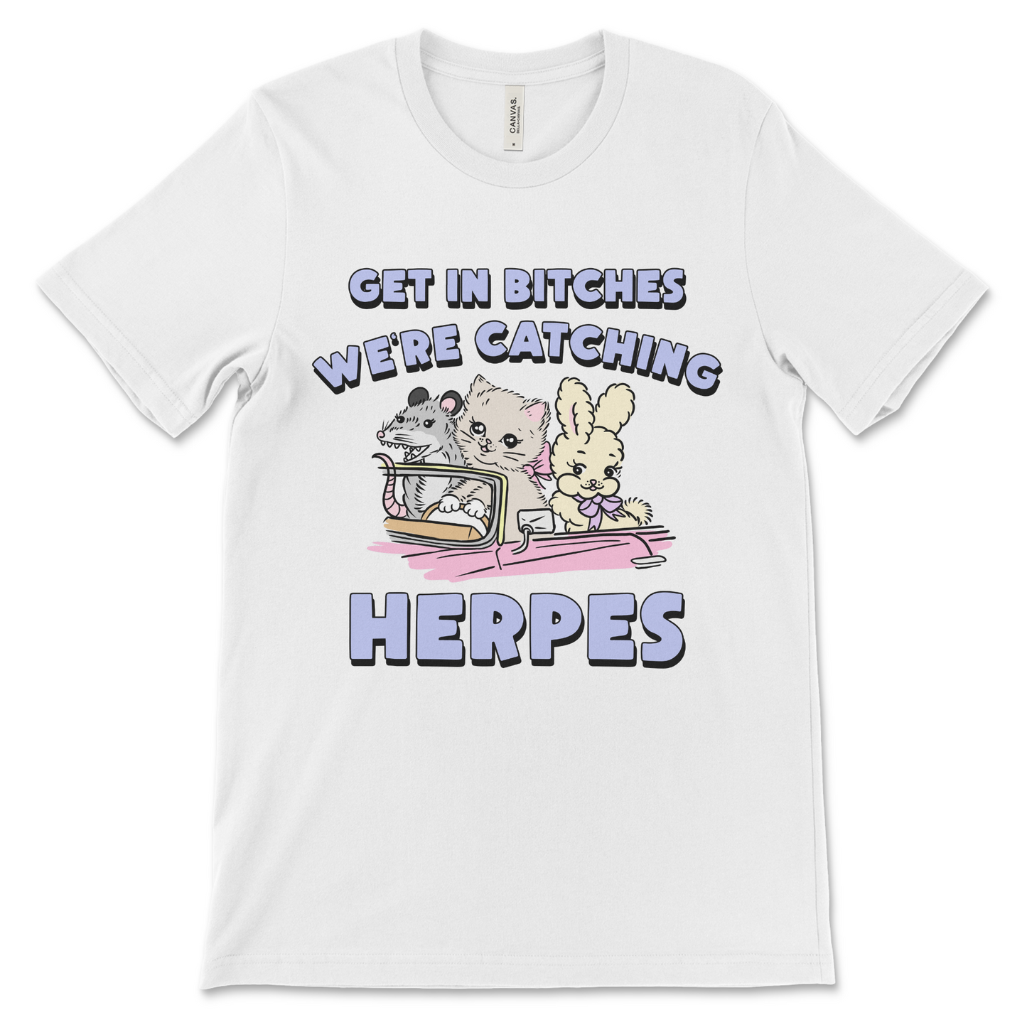 Vulgar herpes shirt with raunchy ironic humor, offensive adult meme tee
