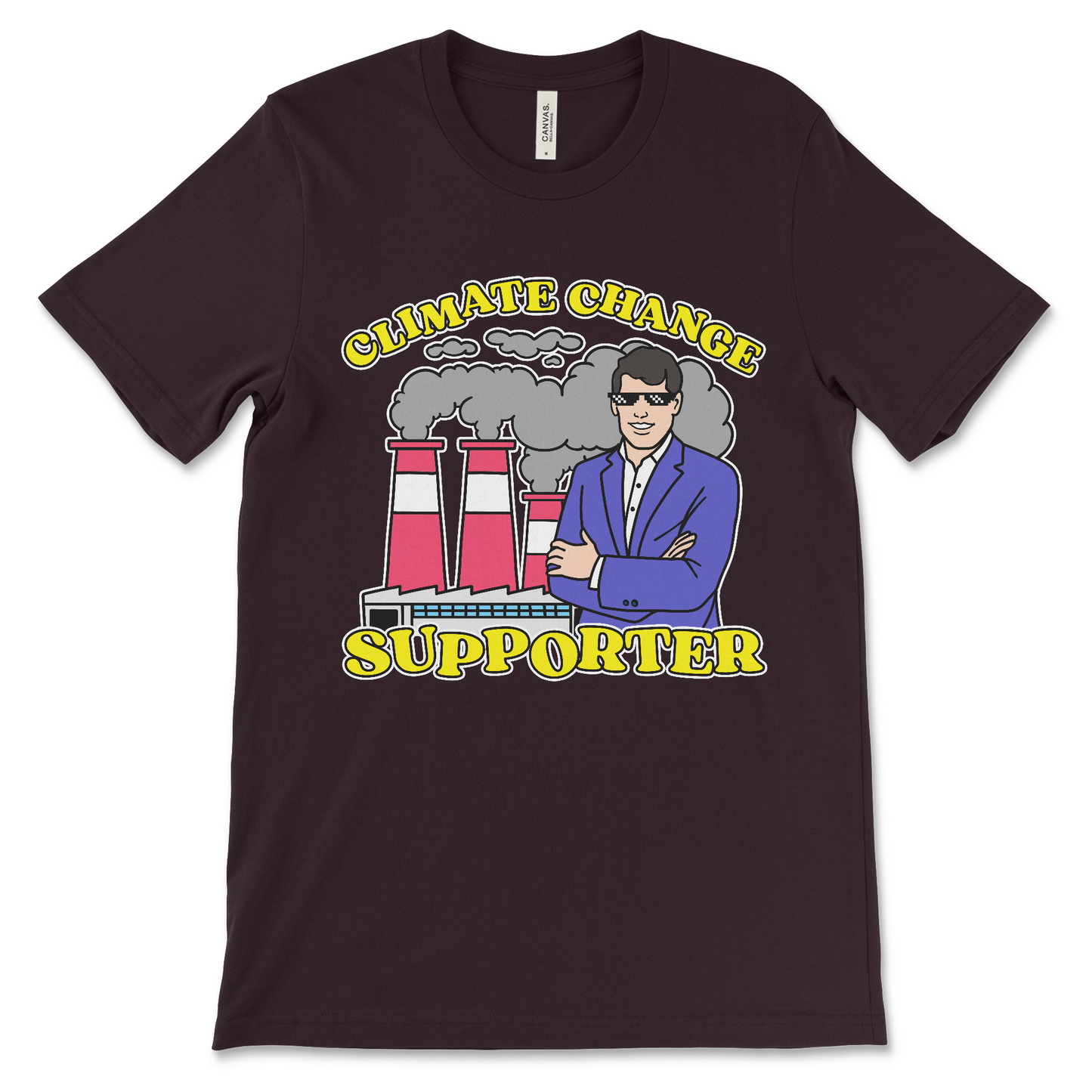Offensive climate change shirt with sarcastic global warming support slogan, for fans of political meme shirts, dark humor tees, and controversial conspiracy fashion.