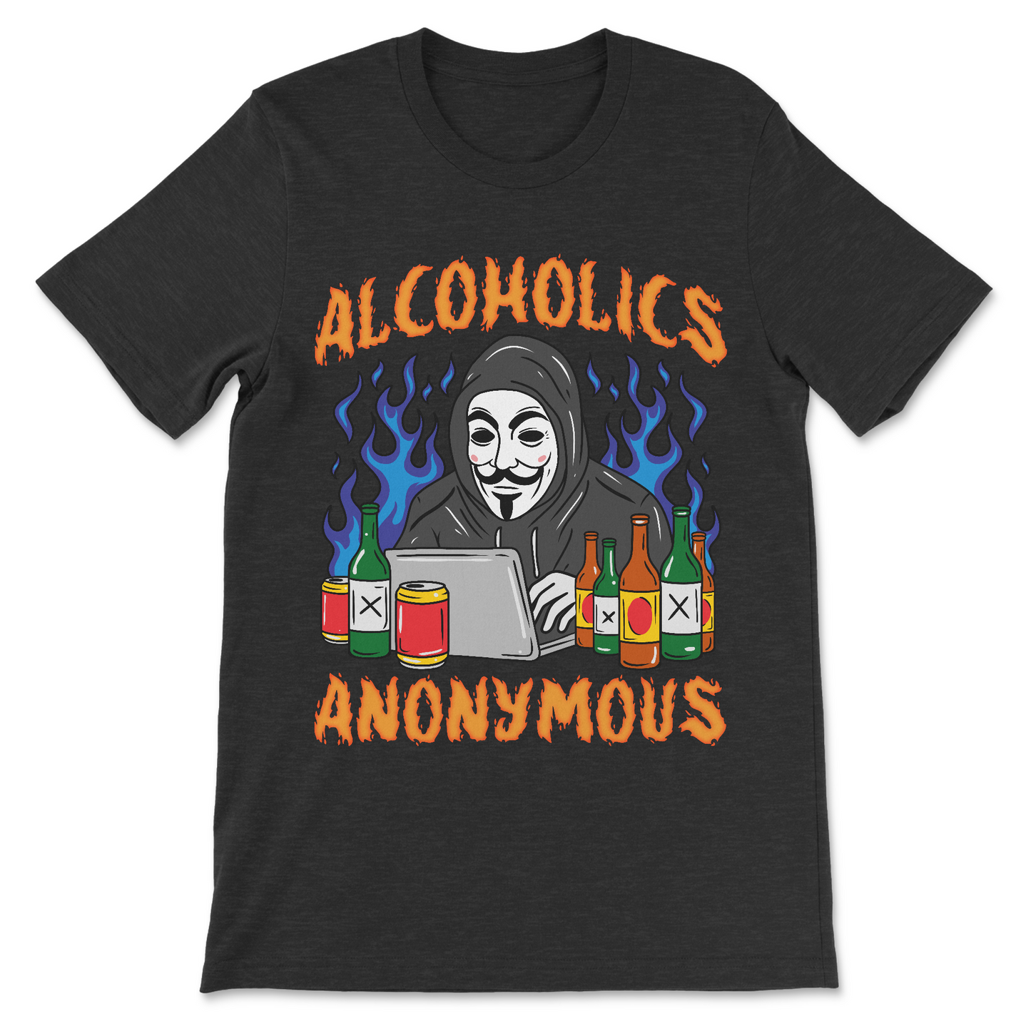 Anonymous hacker drinking beer alcohol meme tee