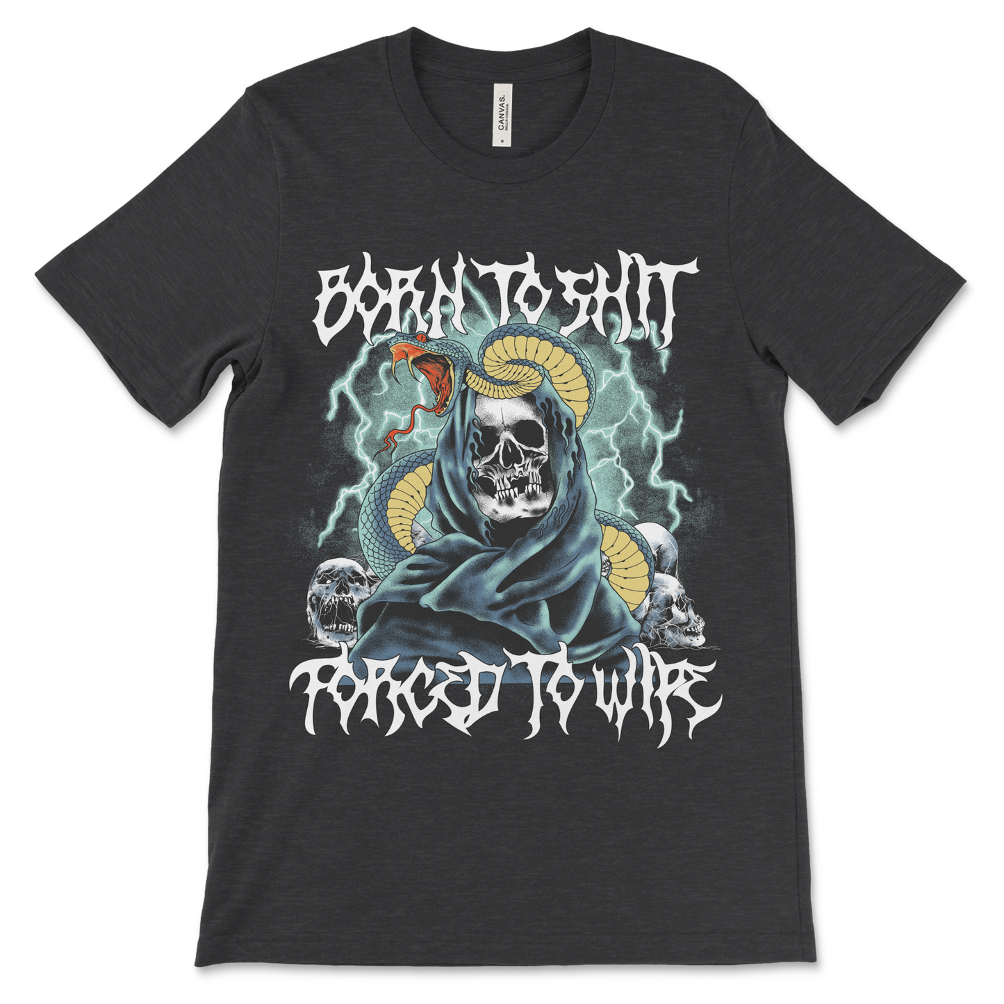 Offensive shirt for adults featuring the Born to Shit Forced to Wipe joke in a bold and eye catching graphic print