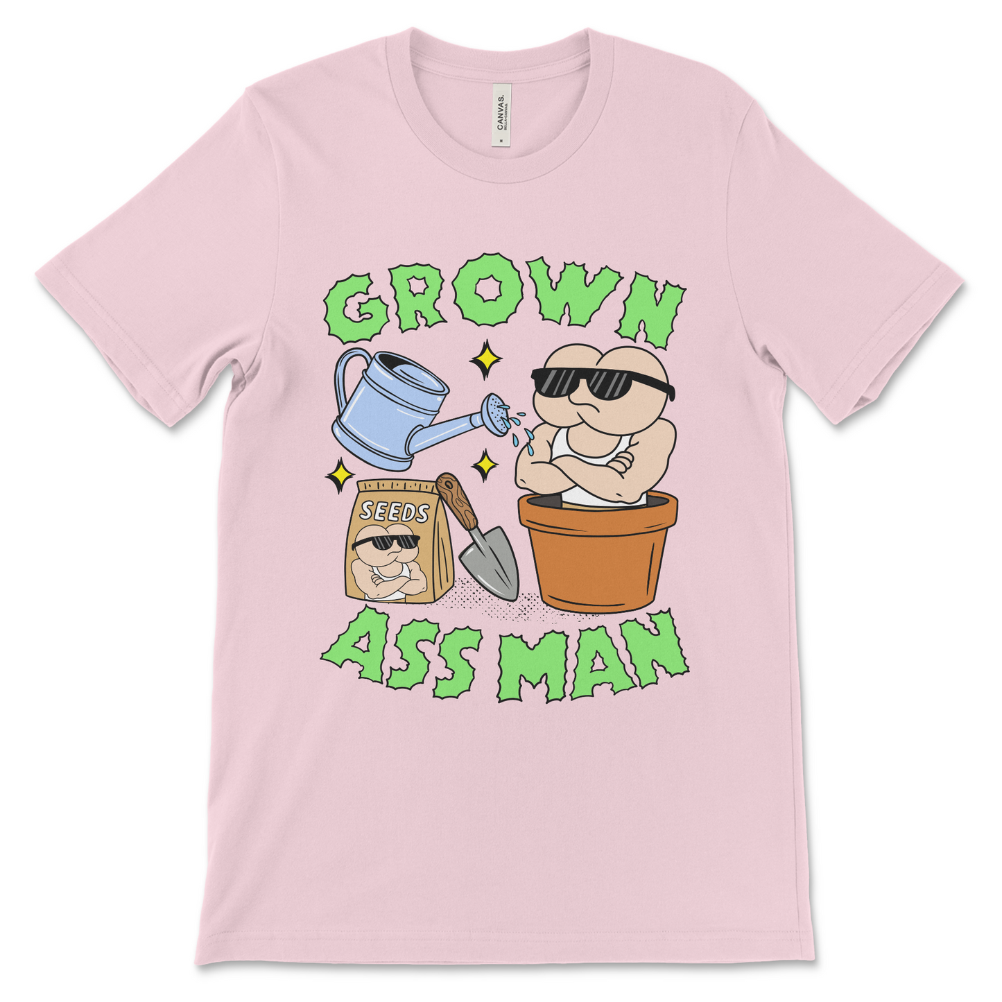 Surreal Grown Ass Man graphic tee with an anthropomorphic butt design. Funny weird t-shirt, great gag gift, and absurd meme shirt for adults.