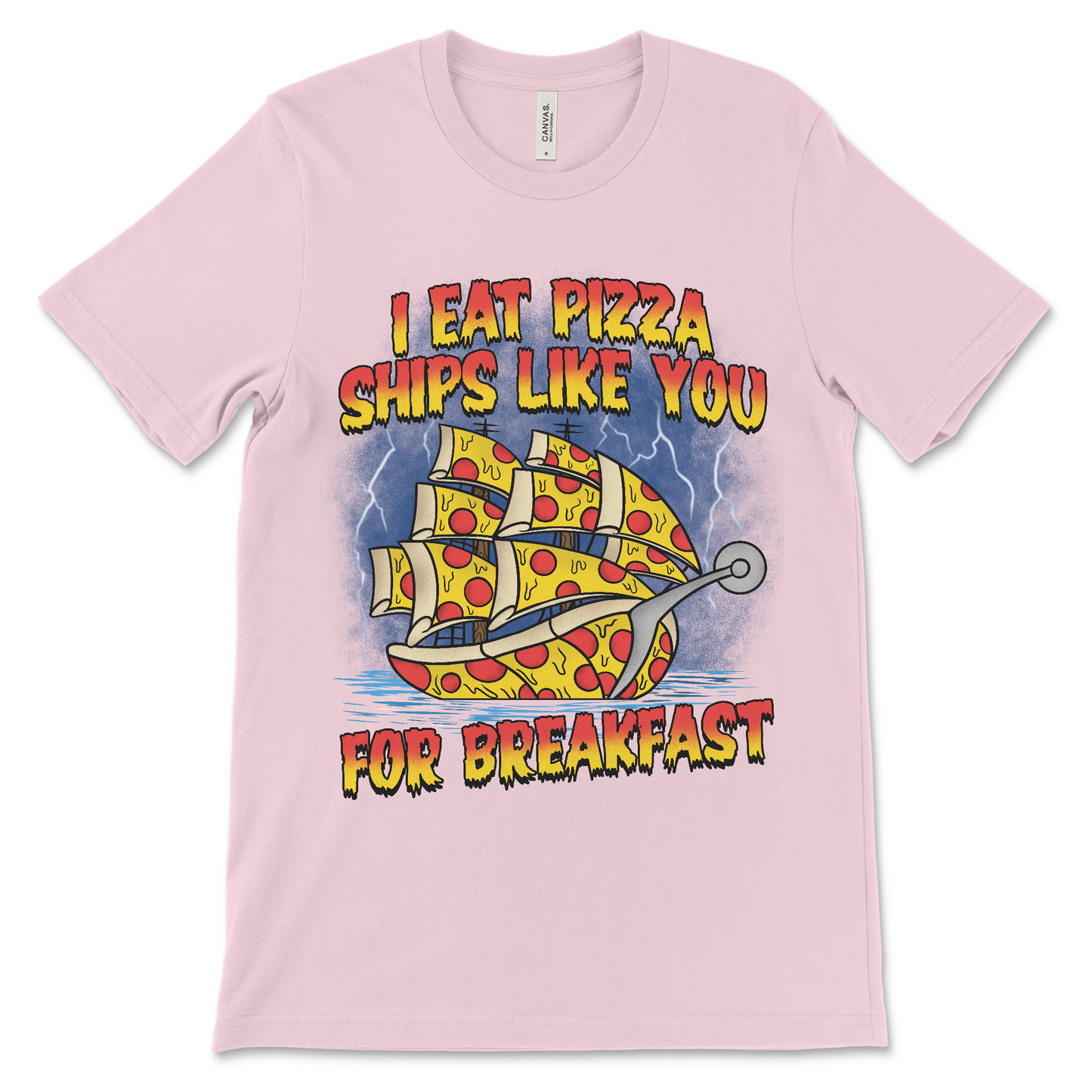 Funny inappropriate pizza ship shirt for people who love dumb memes.
