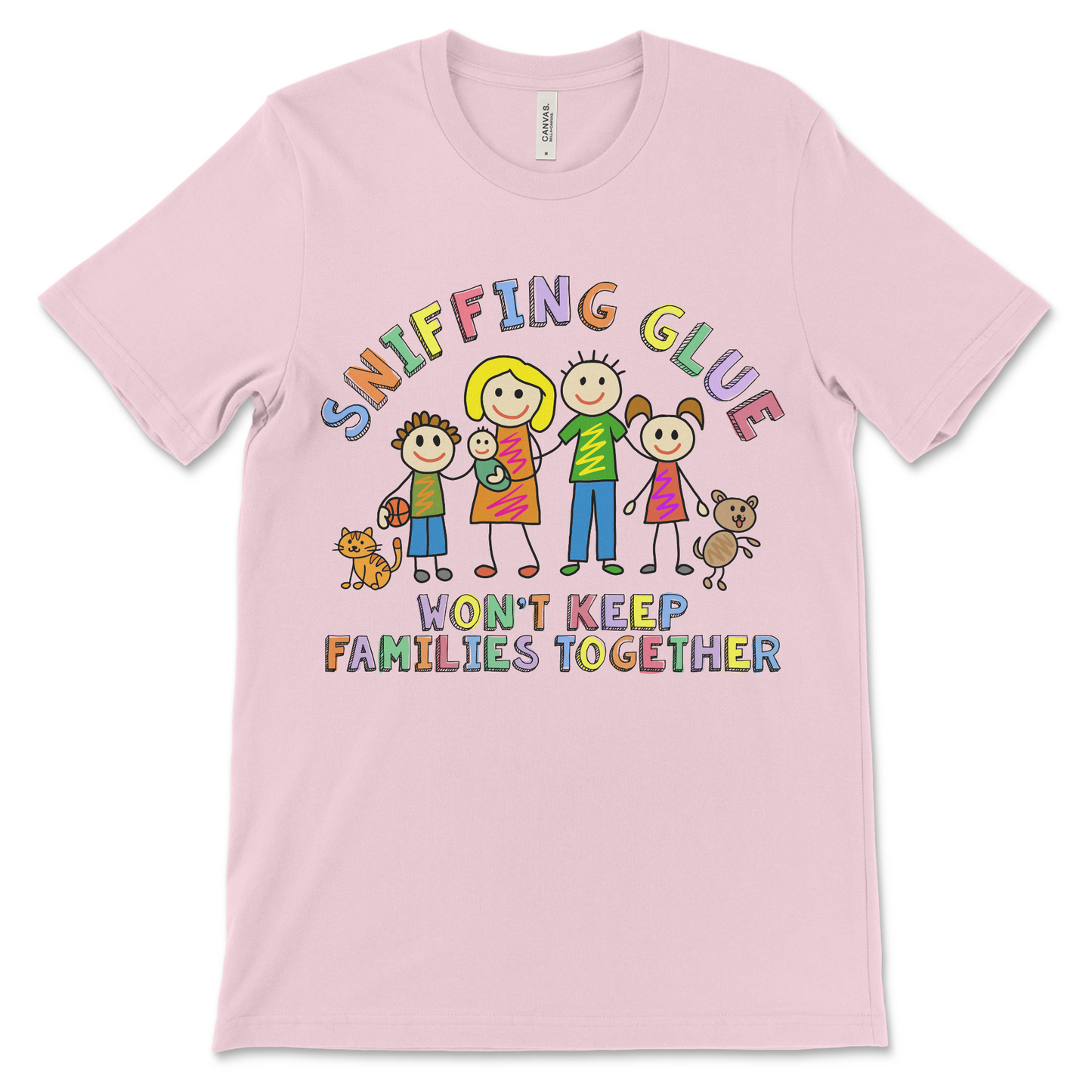 Engrish shirt with dark humor. A weird kidcore meme shirt with a funny quote about sniffing glue.