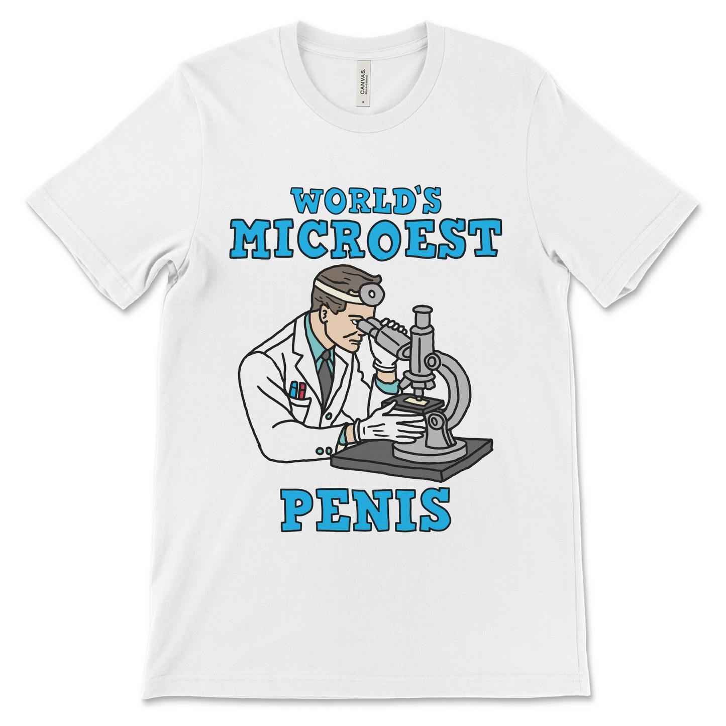 Inappropriate meme t-shirt featuring a novelty micropenis joke. NSFW meme shirt, funny rude t-shirt, and embarrassing t-shirt gift for awkward shirt collectors.