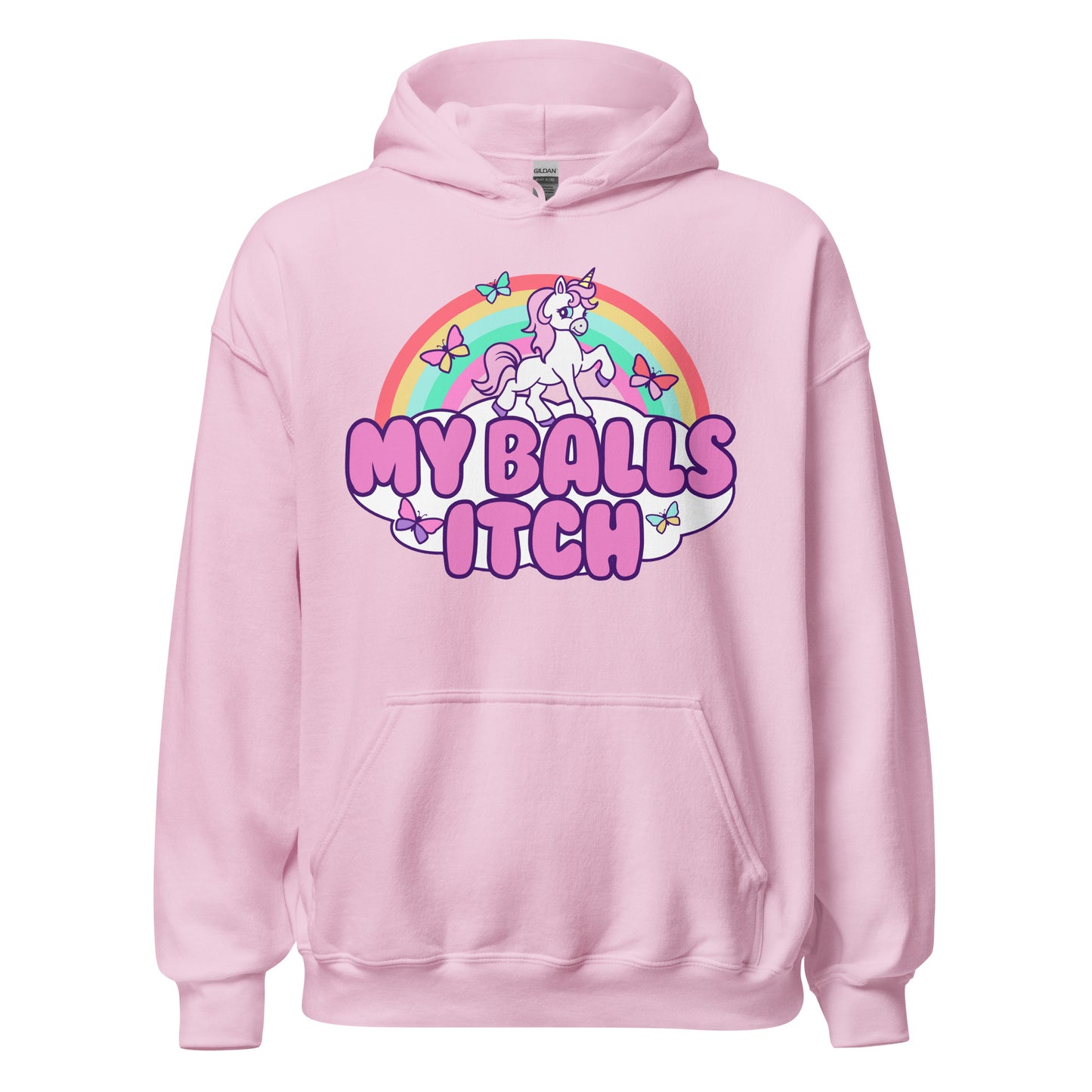 Crude humor meets absurd style in this funny unicorn hoodie with a vulgar twist, ideal for adults who love dirty jokes and meme apparel.