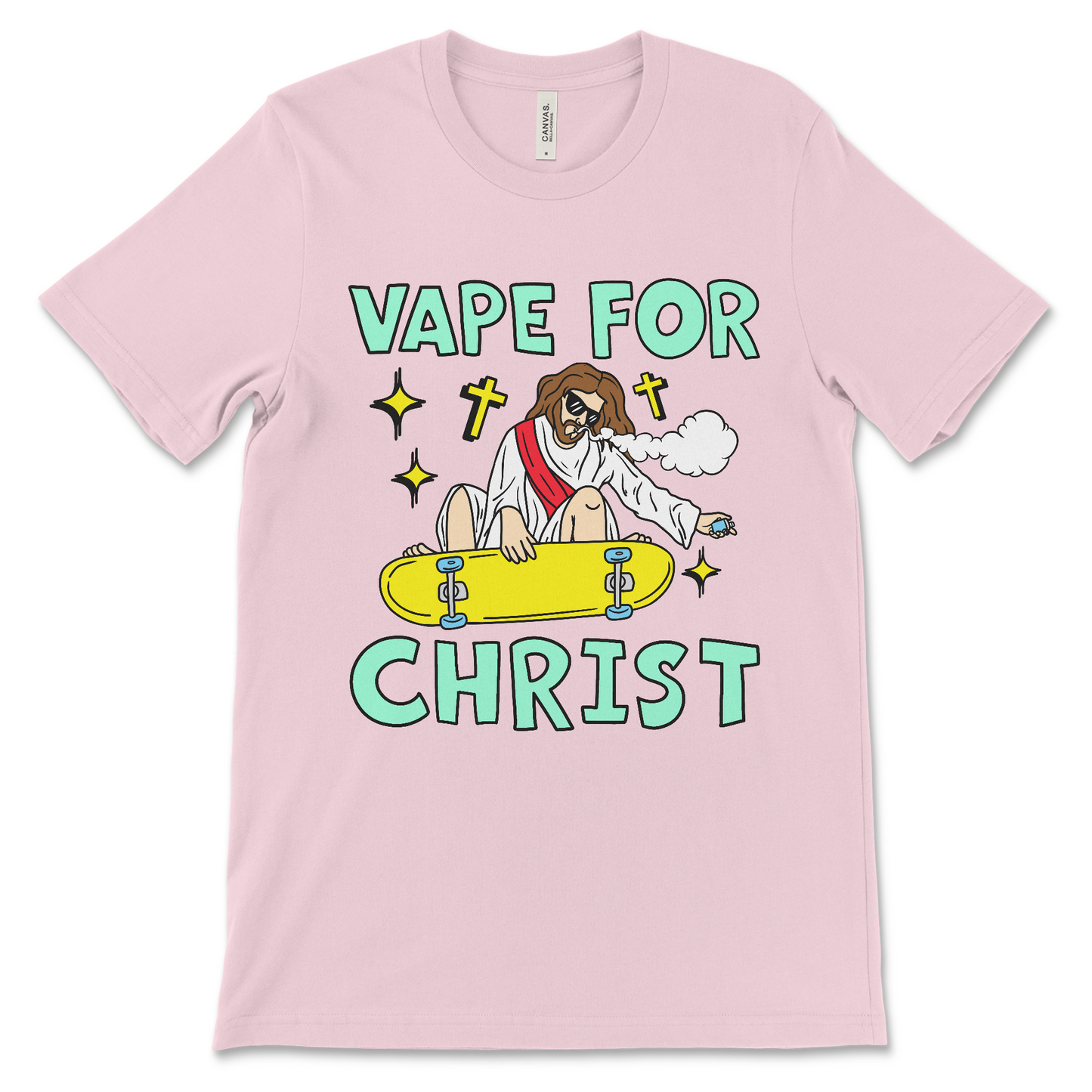 This Vape for Christ shirt is a religious satire meme tee, ironic Christian humor shirt, funny Jesus meme t-shirt, sarcastic religion shirt for vape meme lovers.