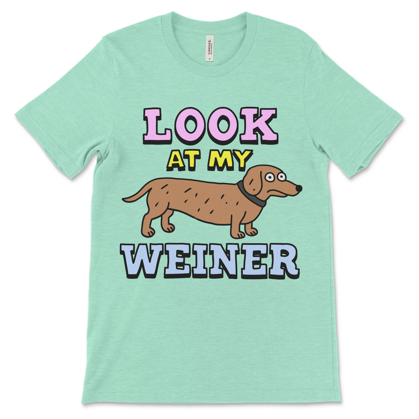 Offensive graphic tee featuring a dachshund and crude quote. Perfect for fans of rude and hilarious pet shirts.