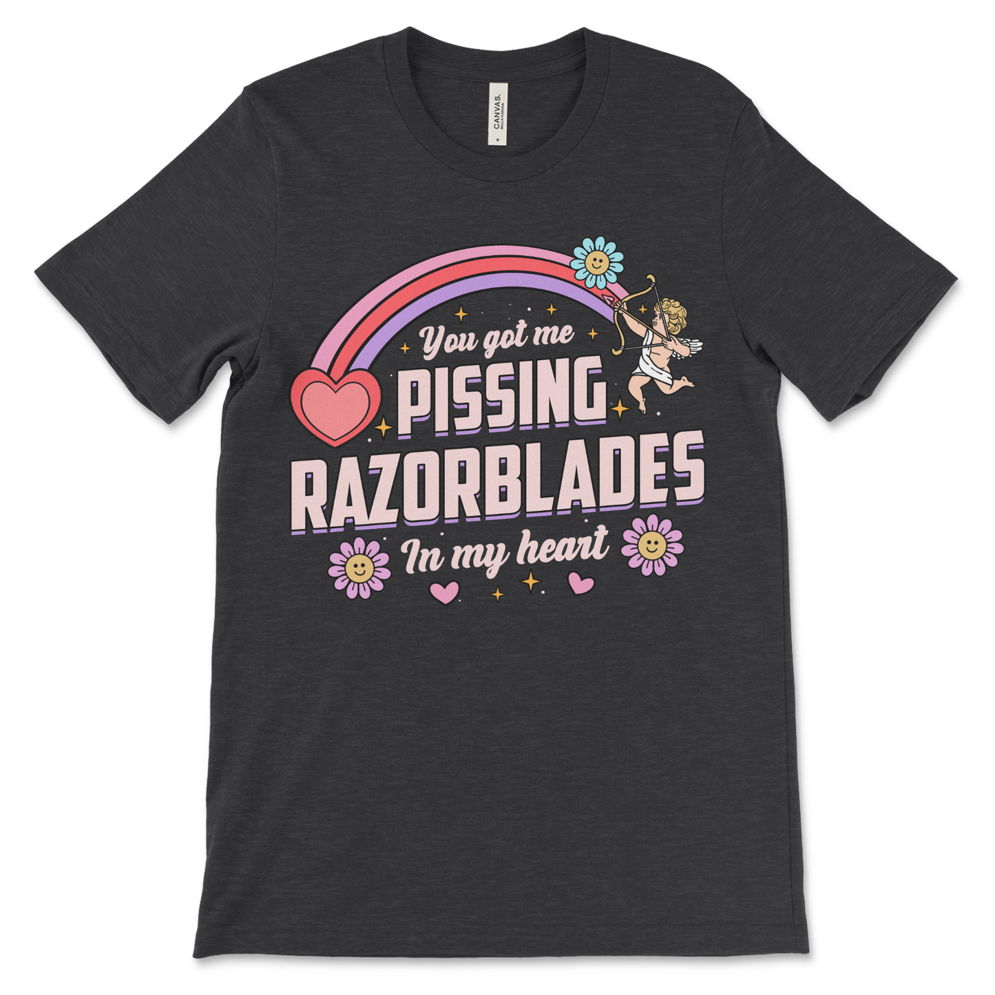 Dark humor t-shirt for chaotic couples who shouldn’t be in public together. This graphic tee combines vulgar sayings with relationship sarcasm. Ideal for funny adult shirts and gross couple apparel.