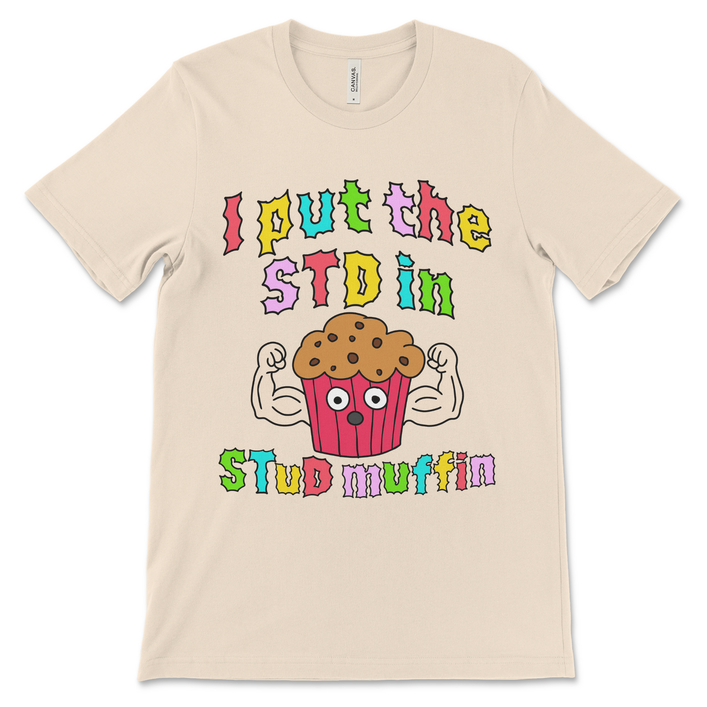 Raunchy graphic tee with funny and rude STD pun for adults